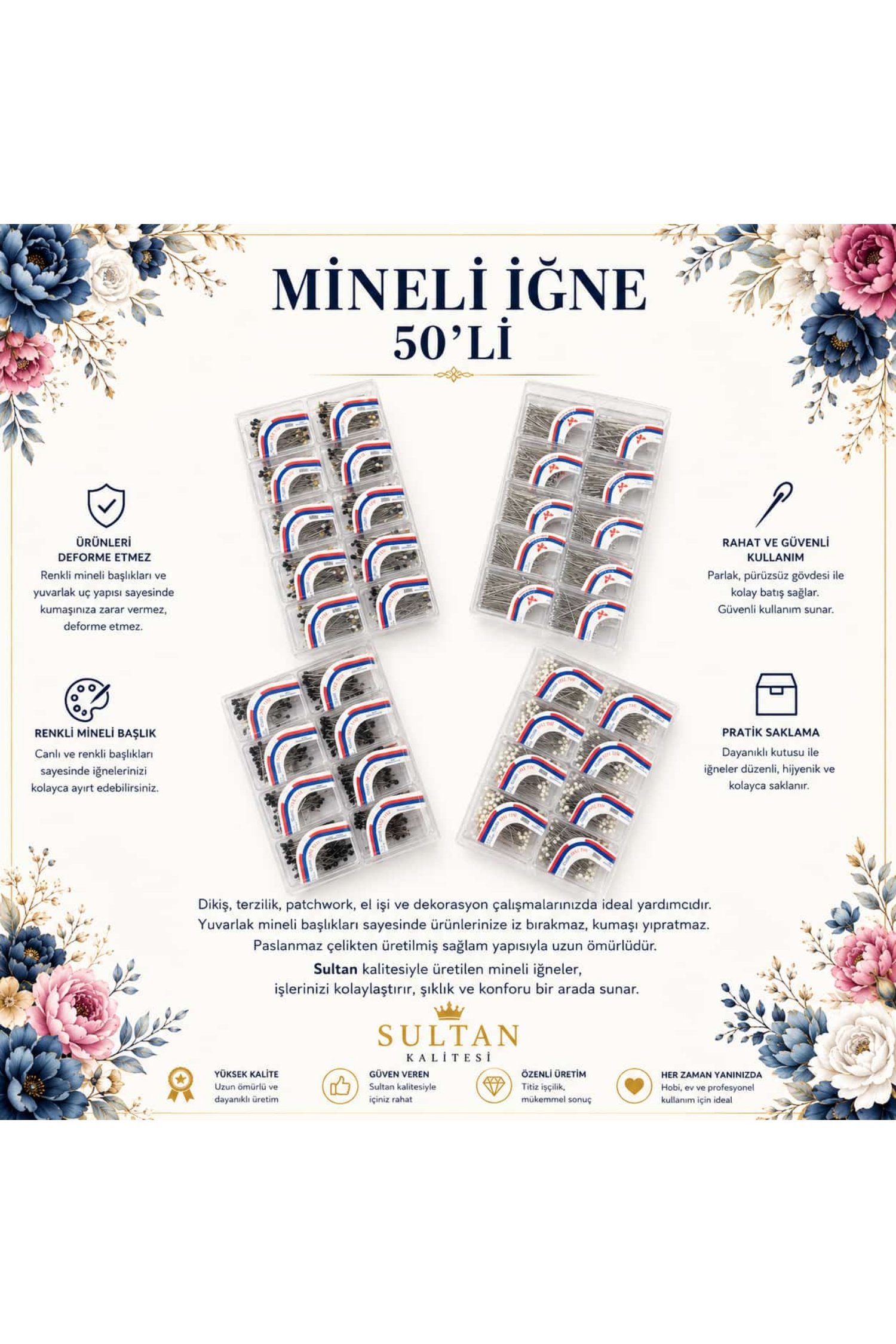 SULTAN MİNELİ İĞNE 50 ADET (KÜÇÜK 20 KUTU)