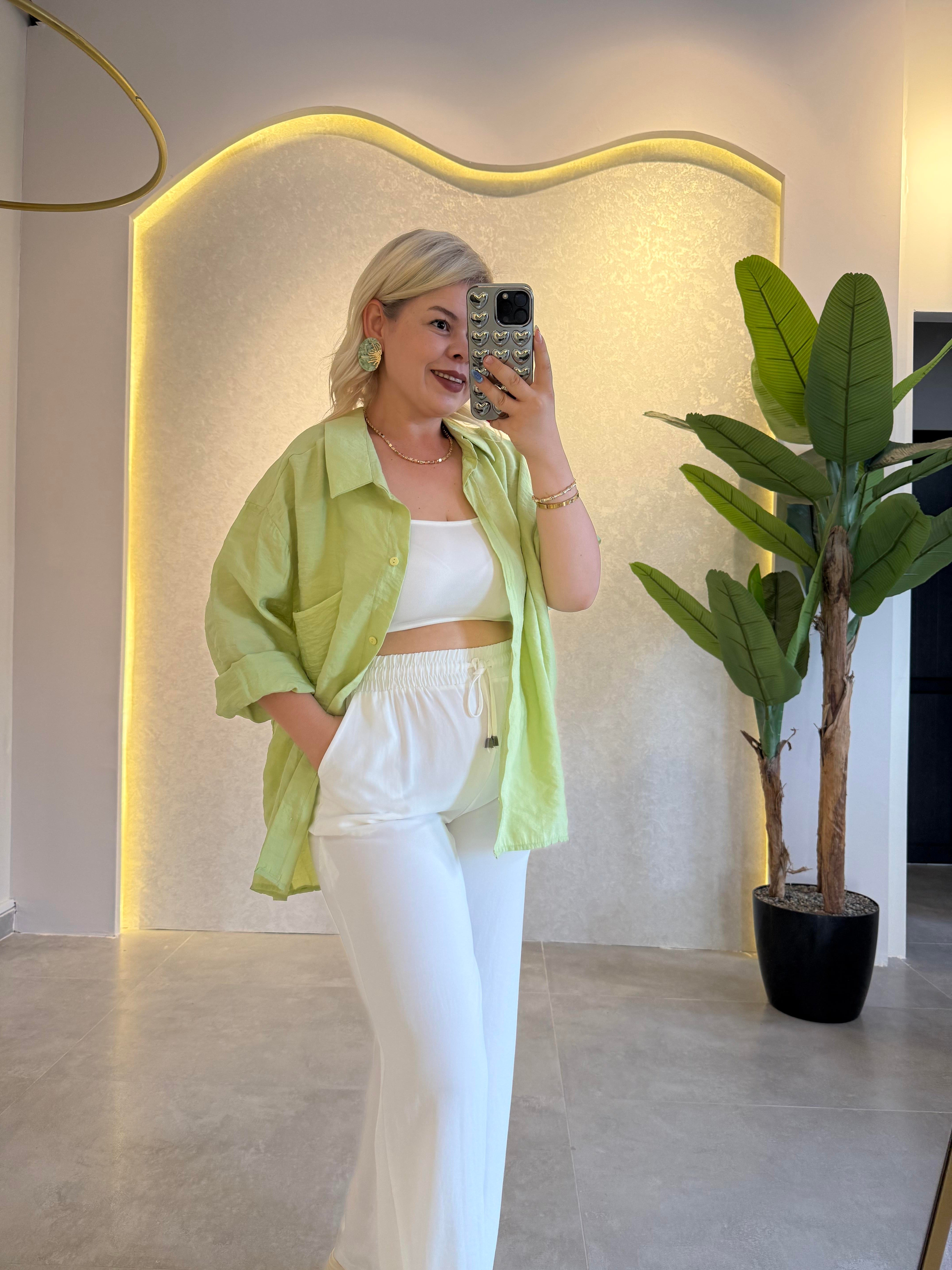 Açık Yeşil Oversize Gömlek
