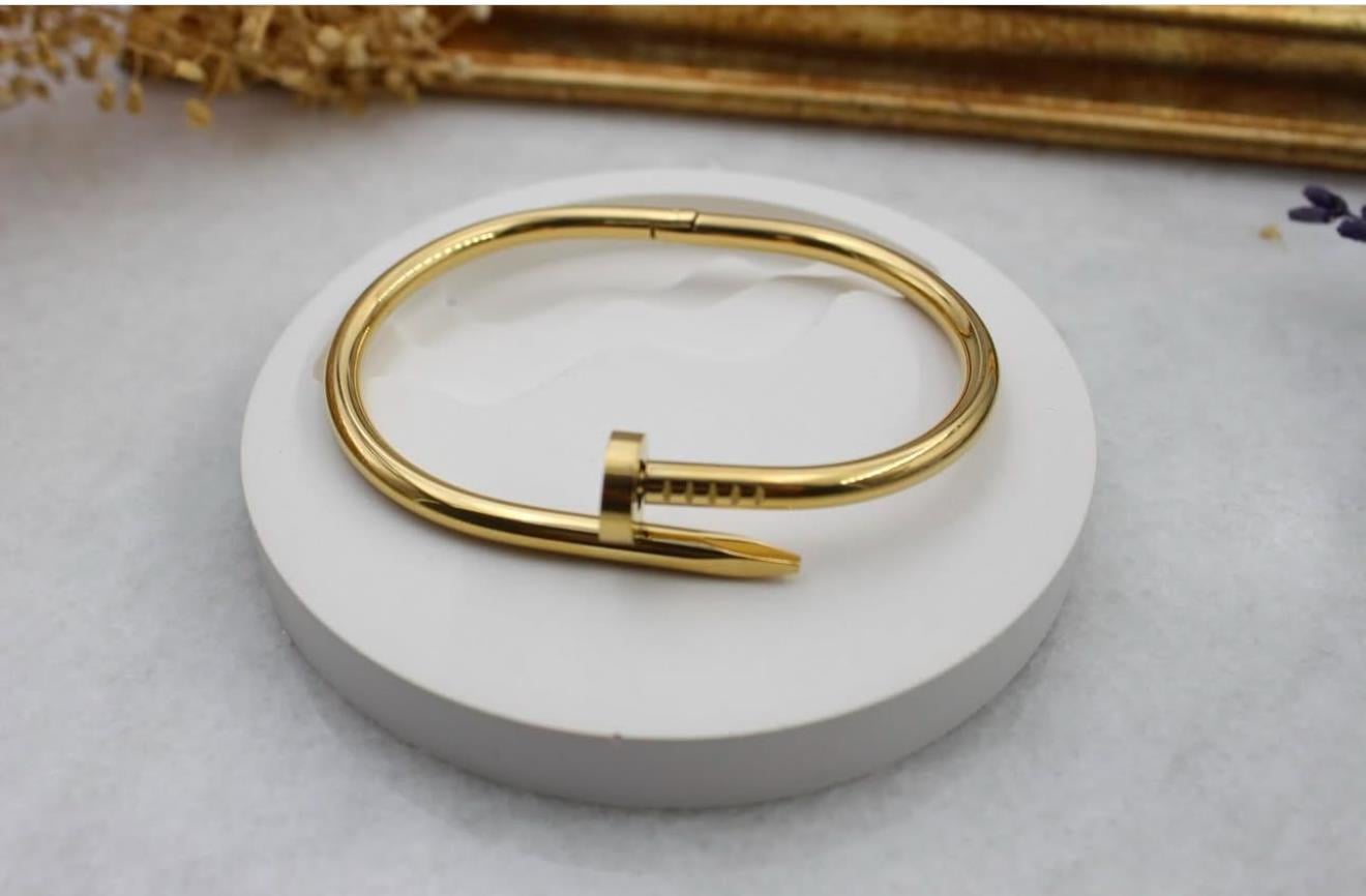 Çelik Çivi Model Gold Kelepçe Bileklik