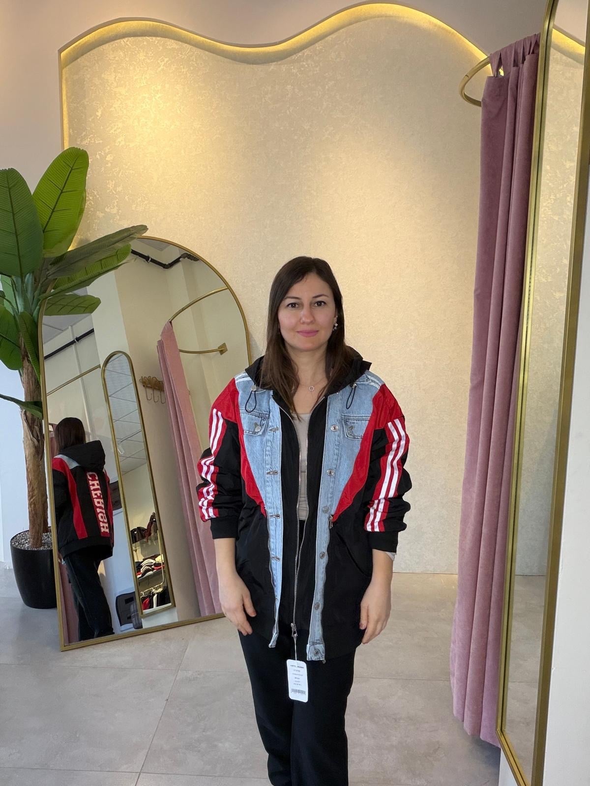Denim Detaylı Tasarım Siyah Bomber Ceket