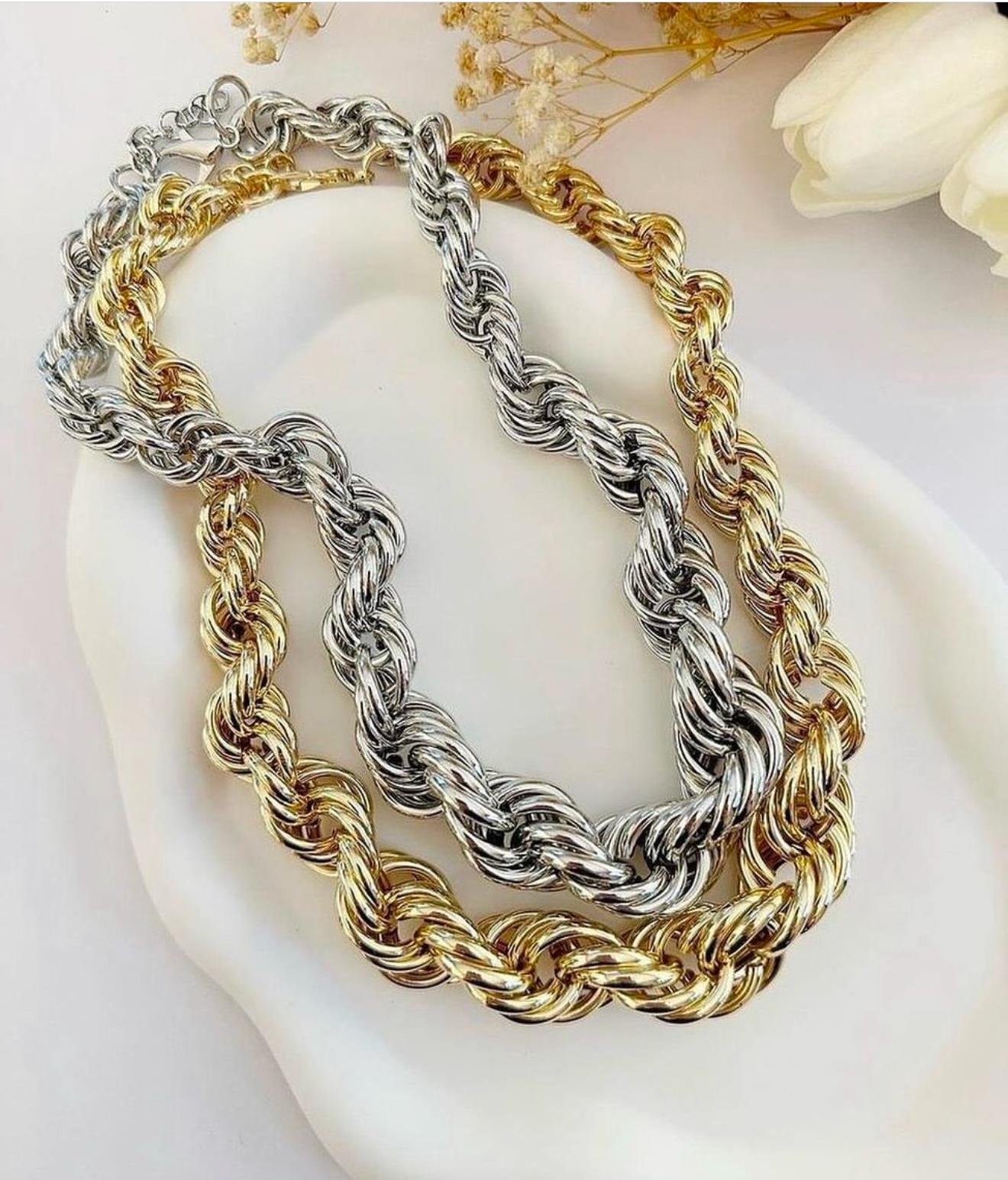 Gold Burgu Model Kalın Zincir Kolye