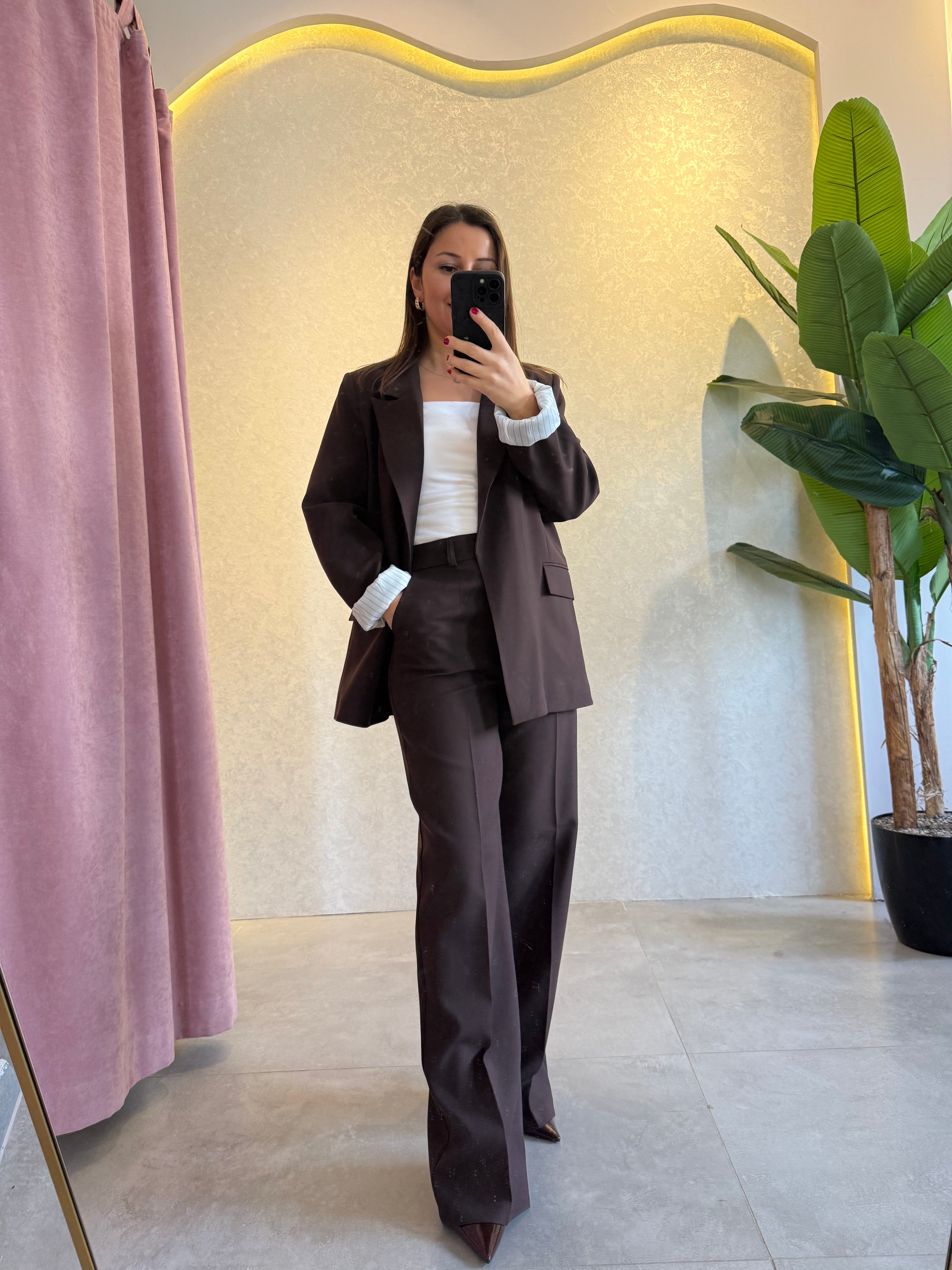 Kahve Blazer Takım