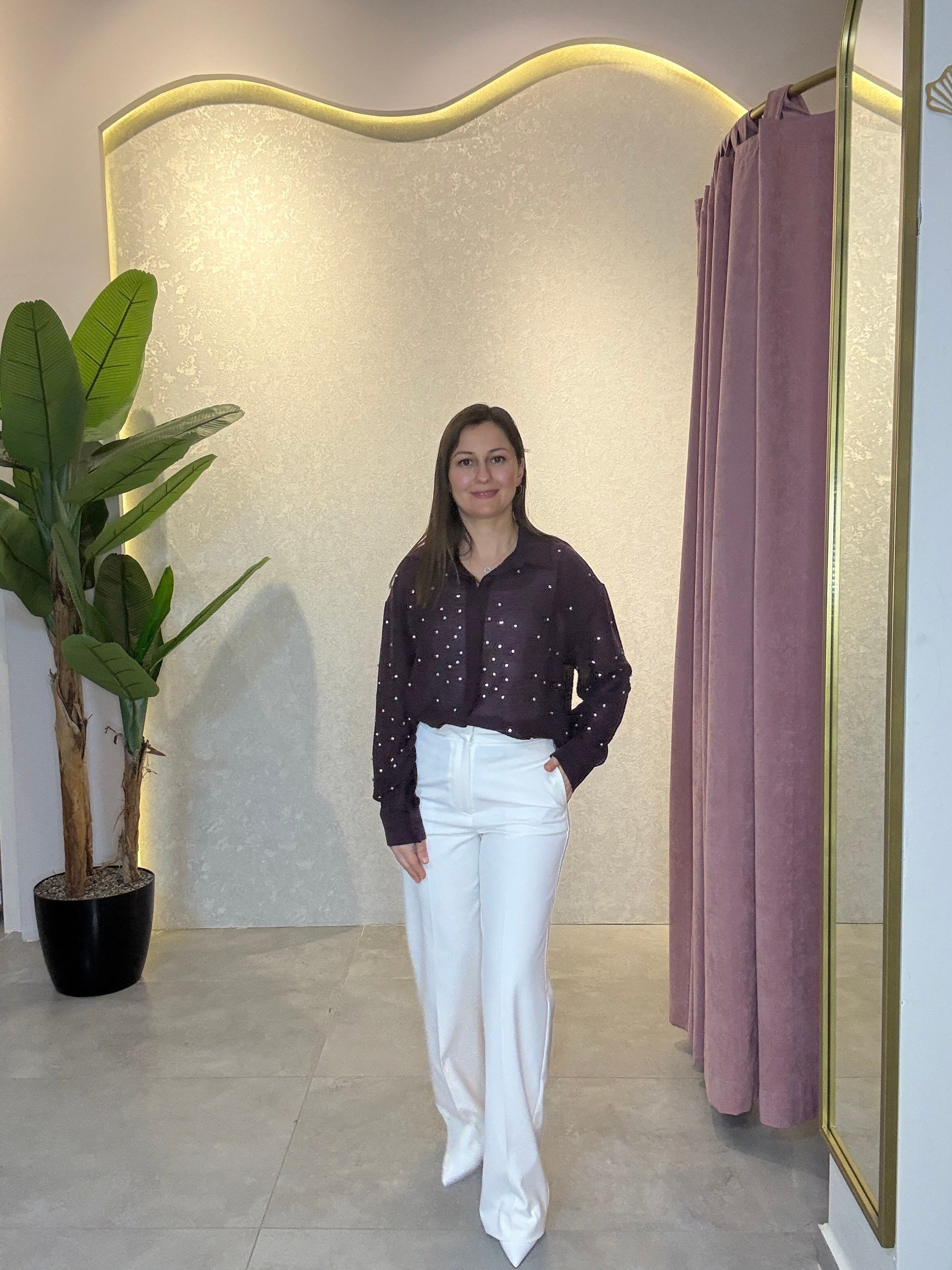 Mürdüm Taşlı Gömlek