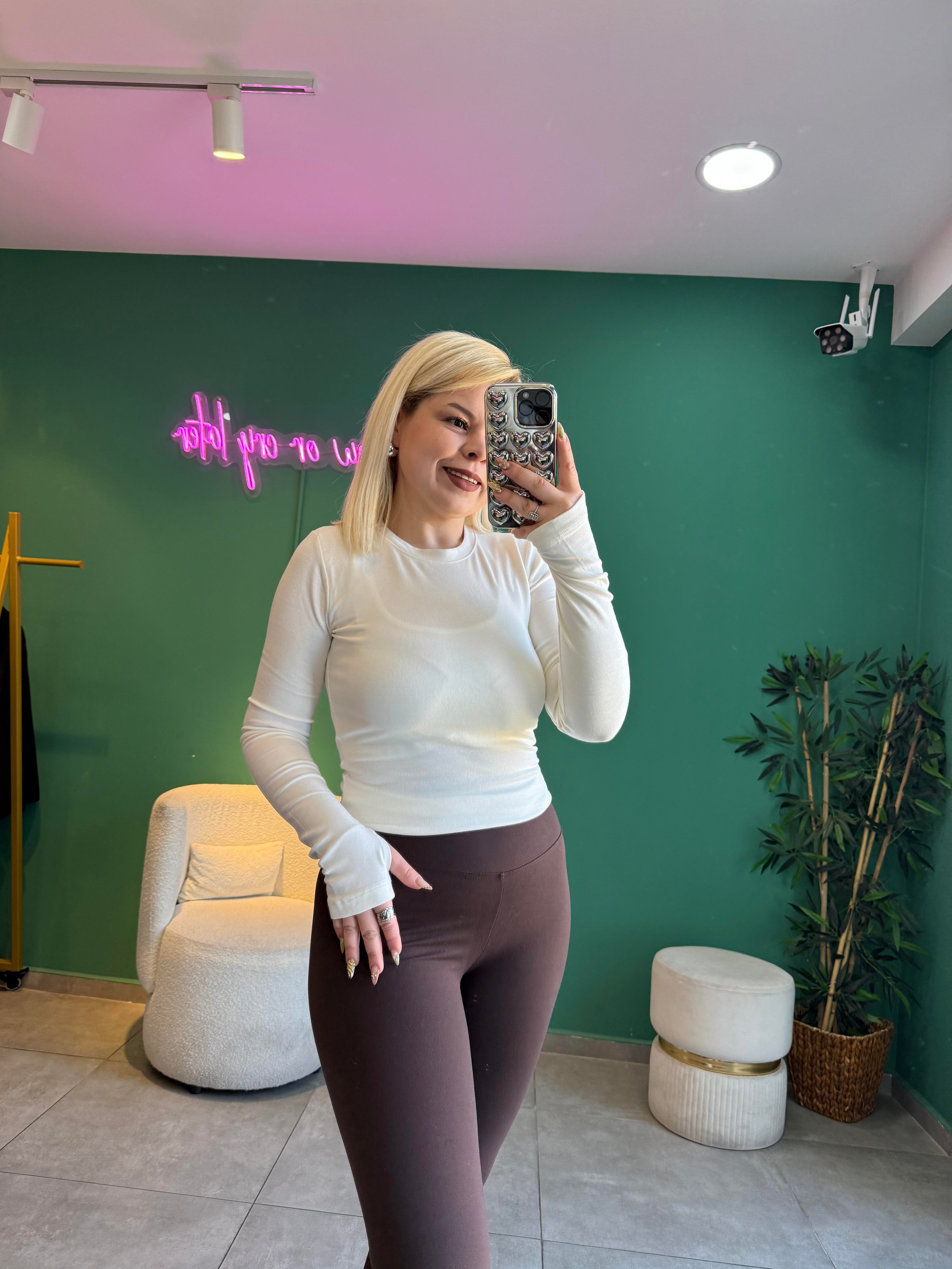 Oysh* Ekru Parmak Geçmeli Basic Body