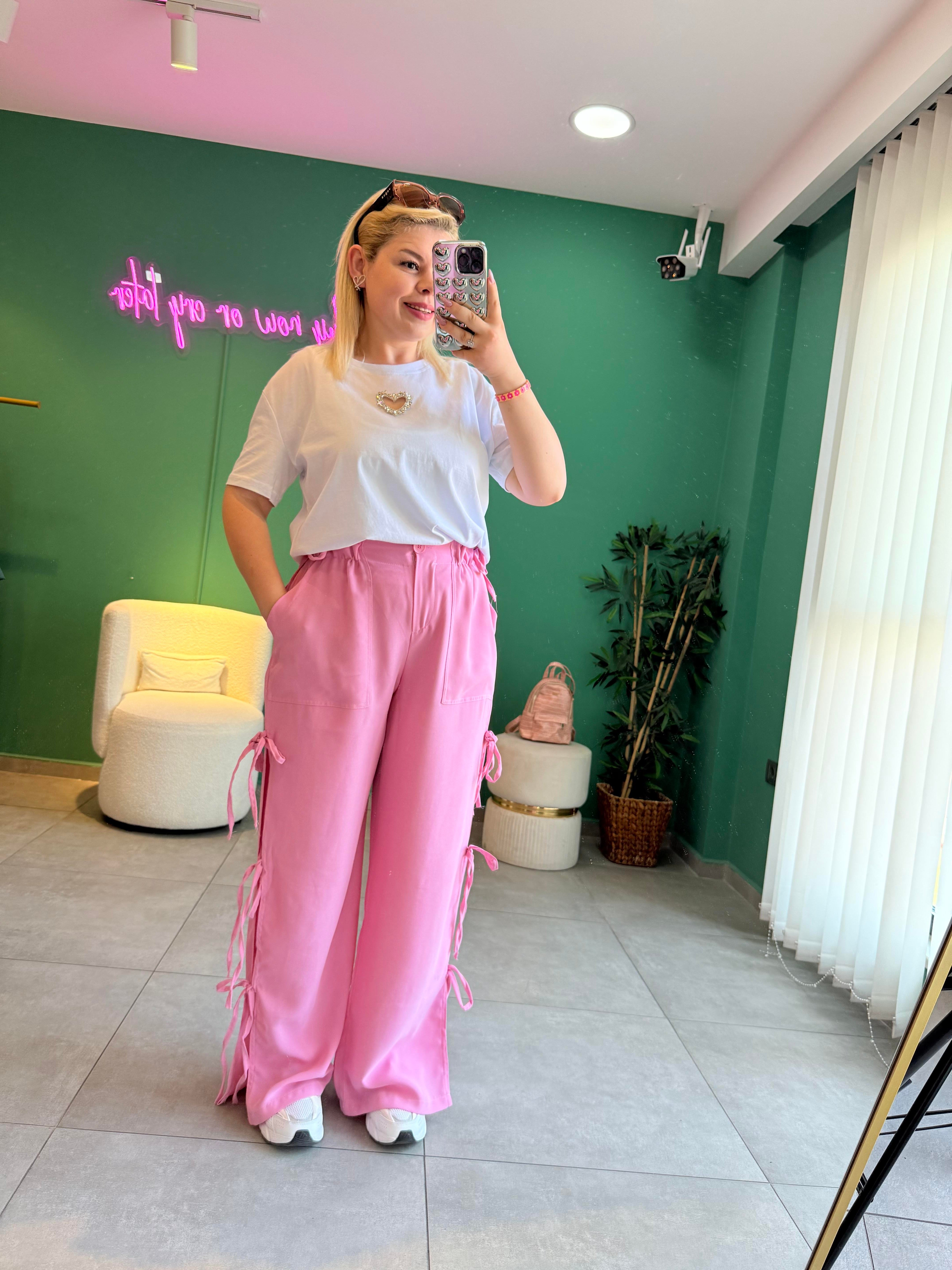 Pembe Fiyonklu Pantolon