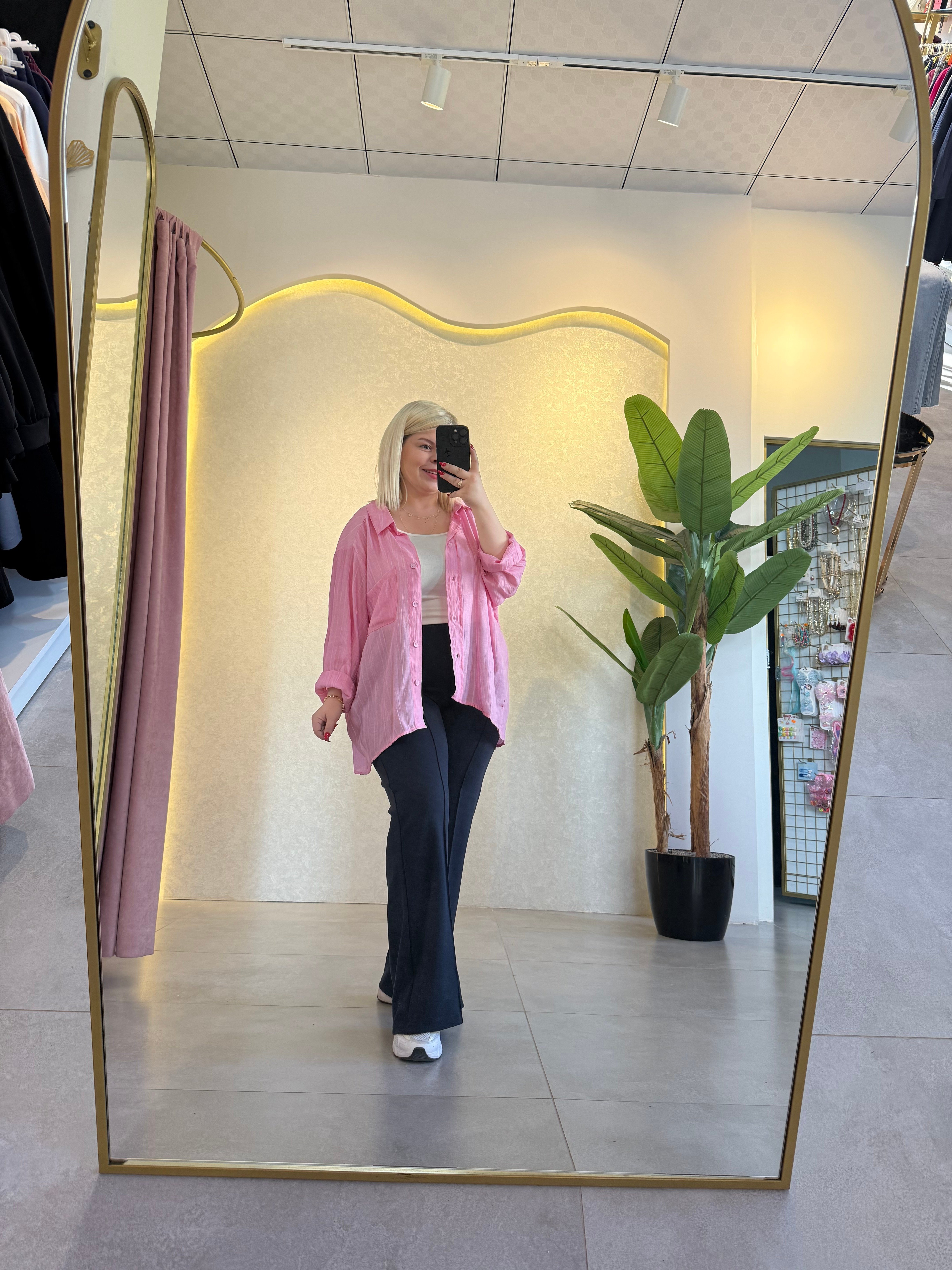 Pembe Oversize Gömlek
