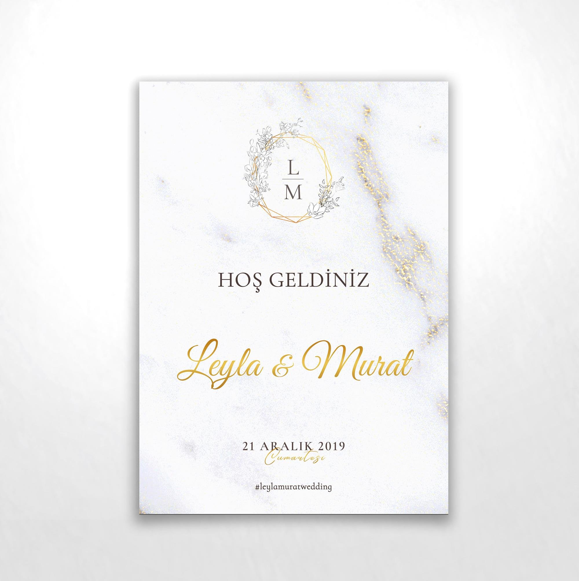 Gold Marble Karşılama Panosu