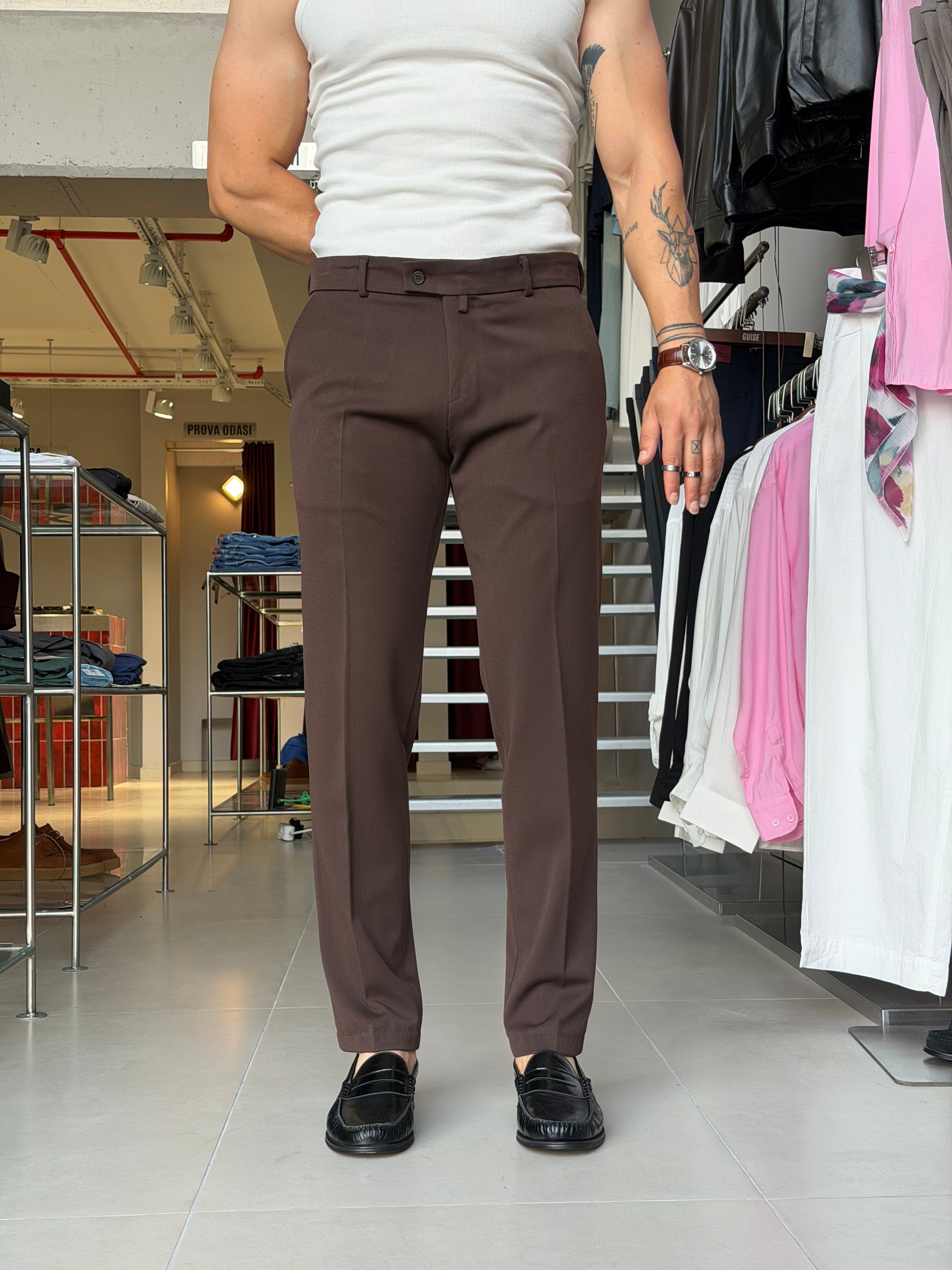 Cornel Kahverengi Slim Fit Pantolon