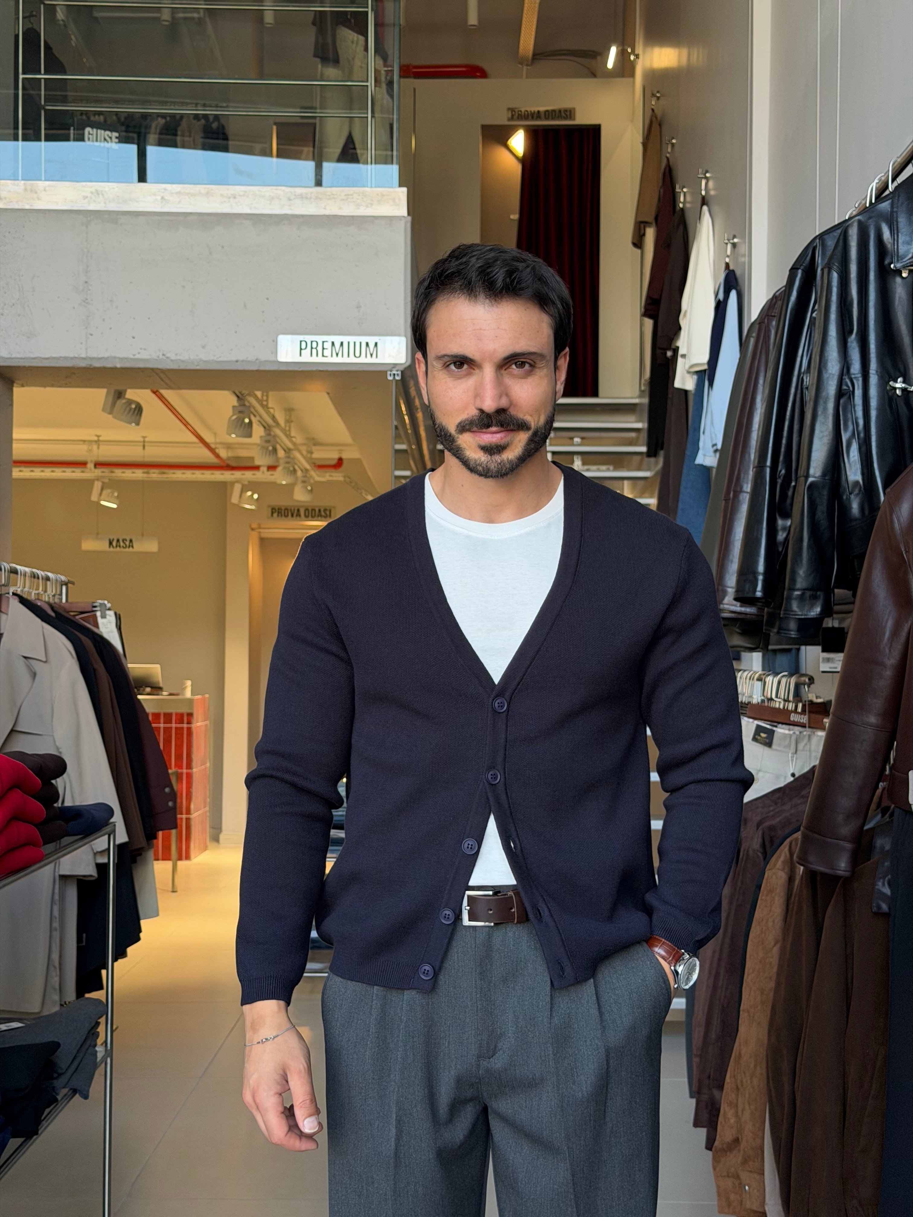 Delon Lacivert Basic Triko Hırka