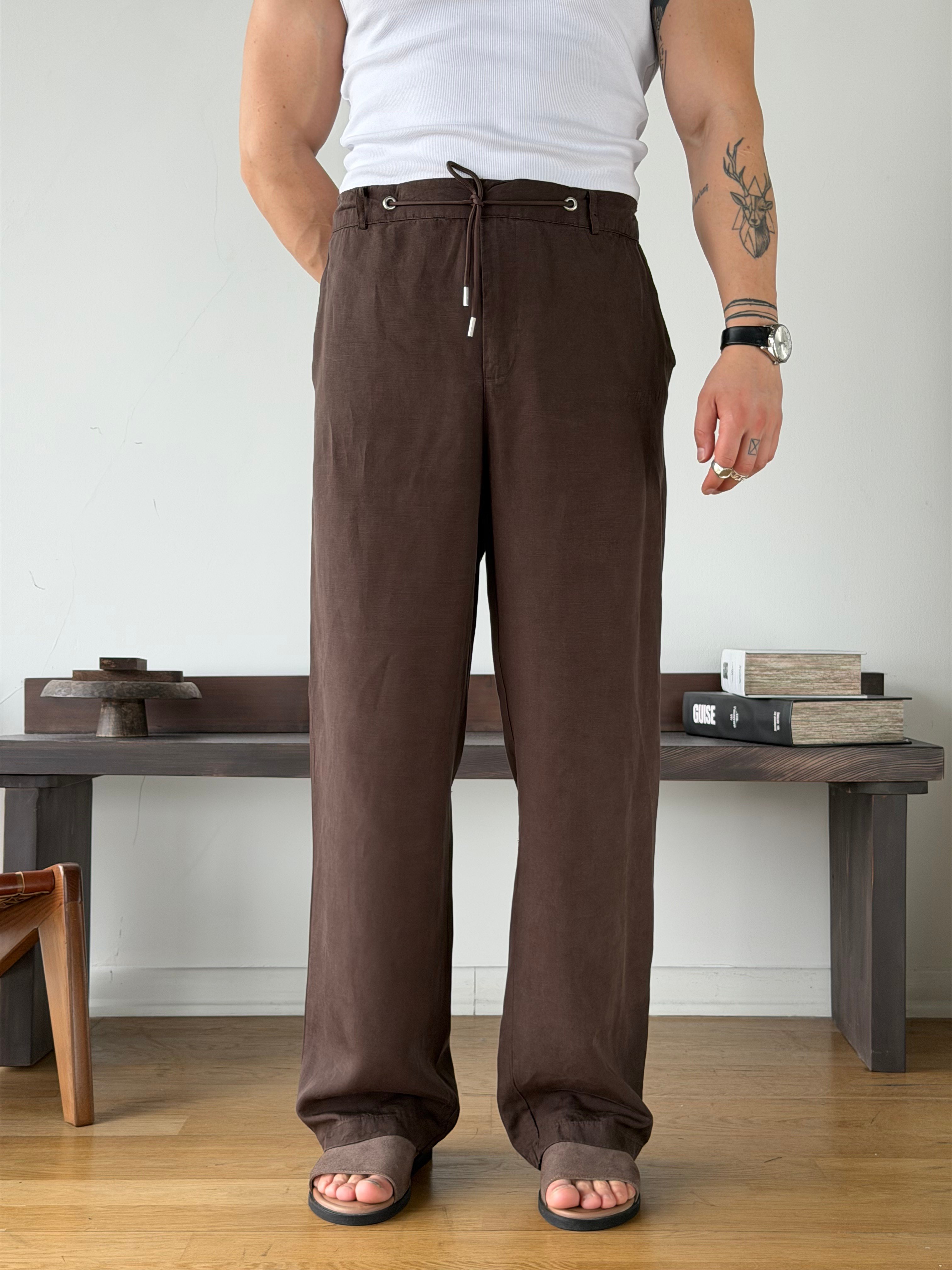 Levin 5794 Tensel Kahve Baggy Pantolon
