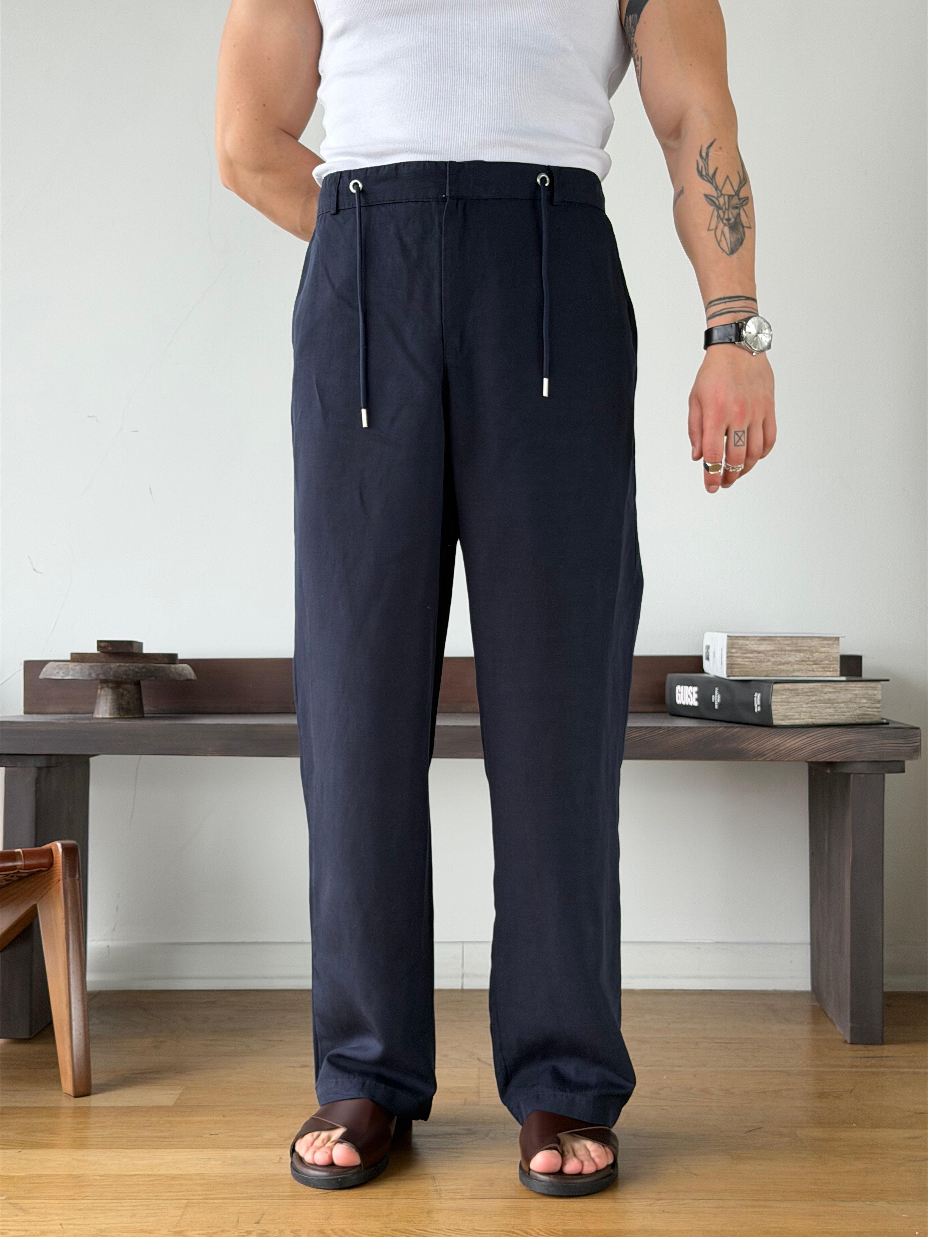 Levin 5794 Tensel Lacivert Baggy Pantolon