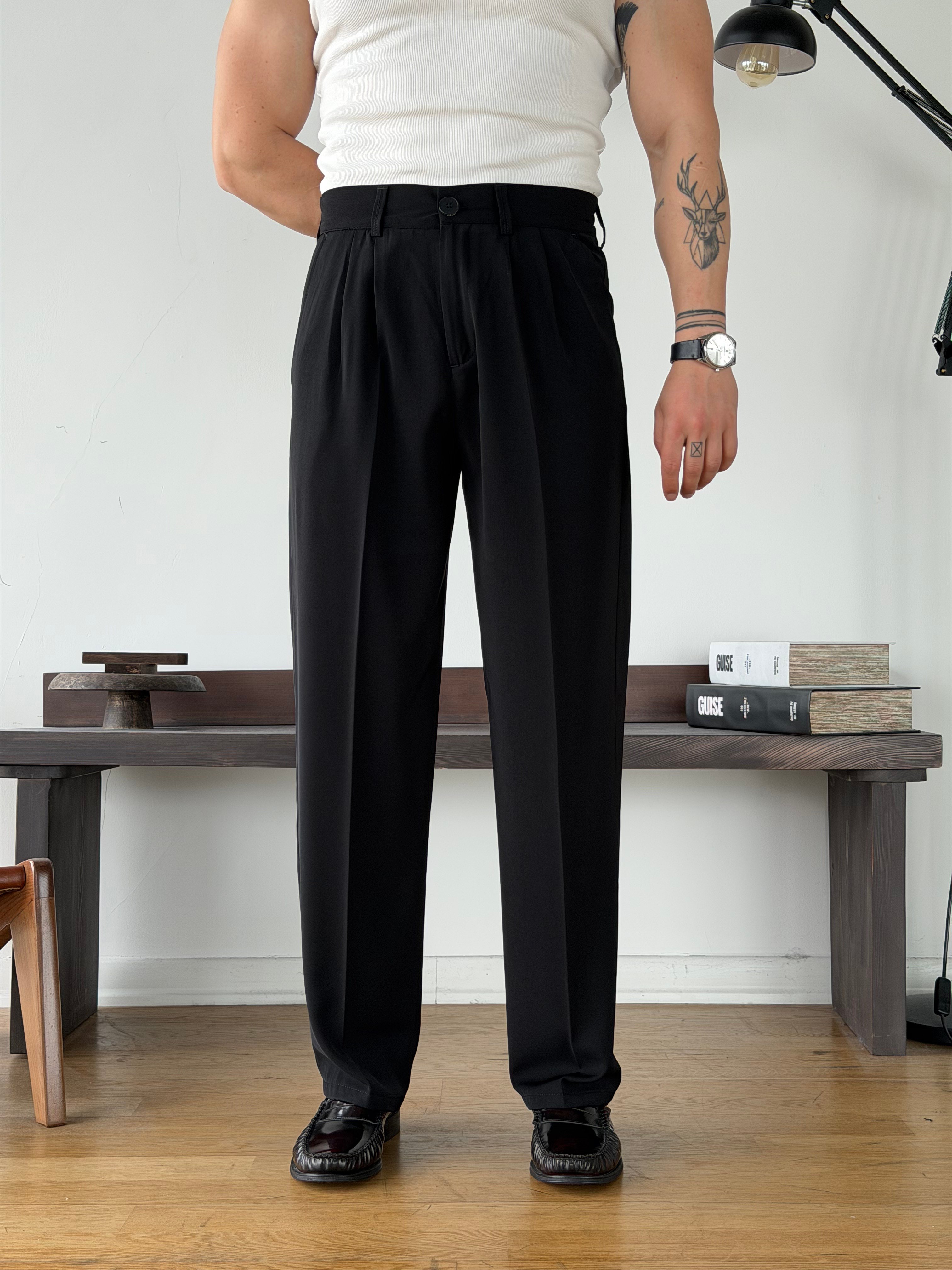 Linda Twill Siyah Baggy Pantolon