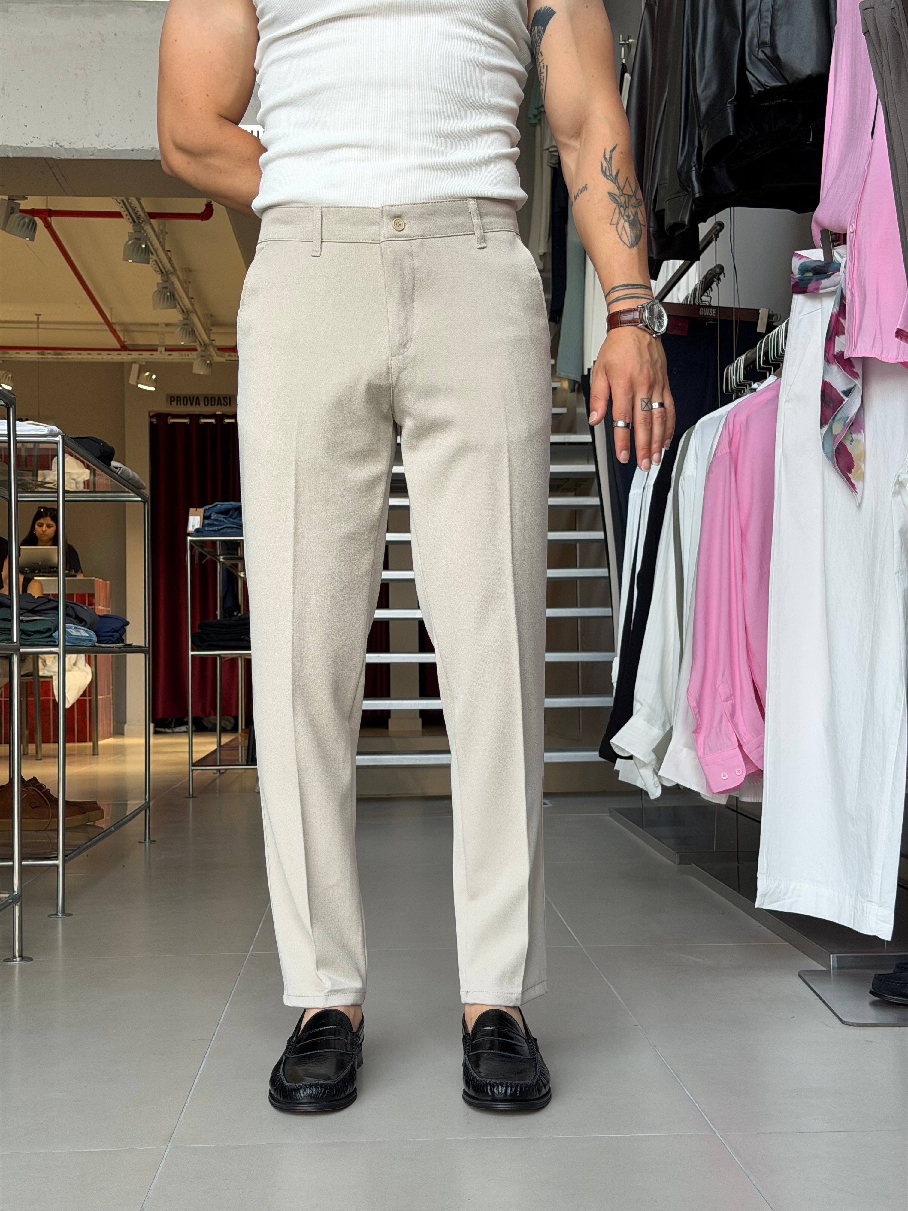 Luven Bej Regular Fit Pantolon
