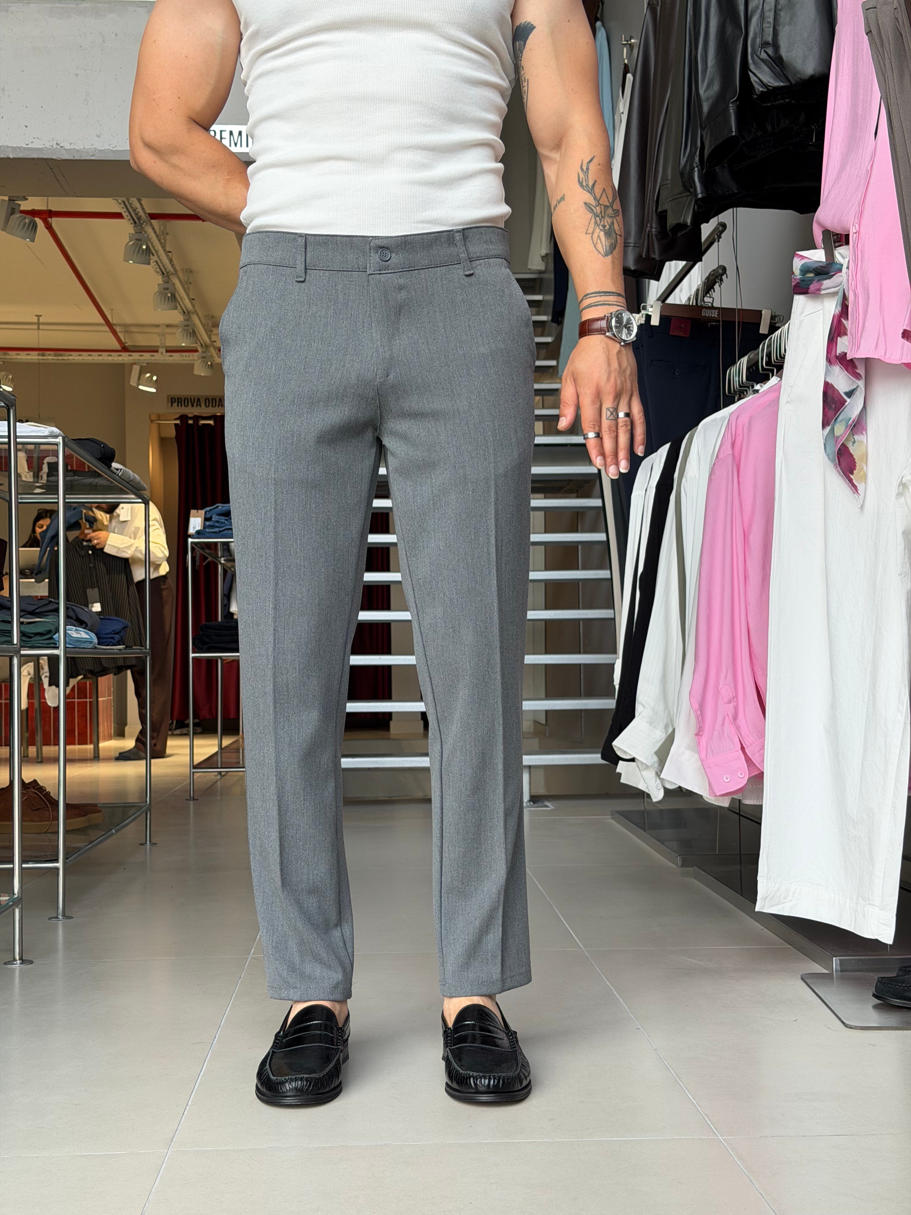 Luven Gri Regular Fit Pantolon