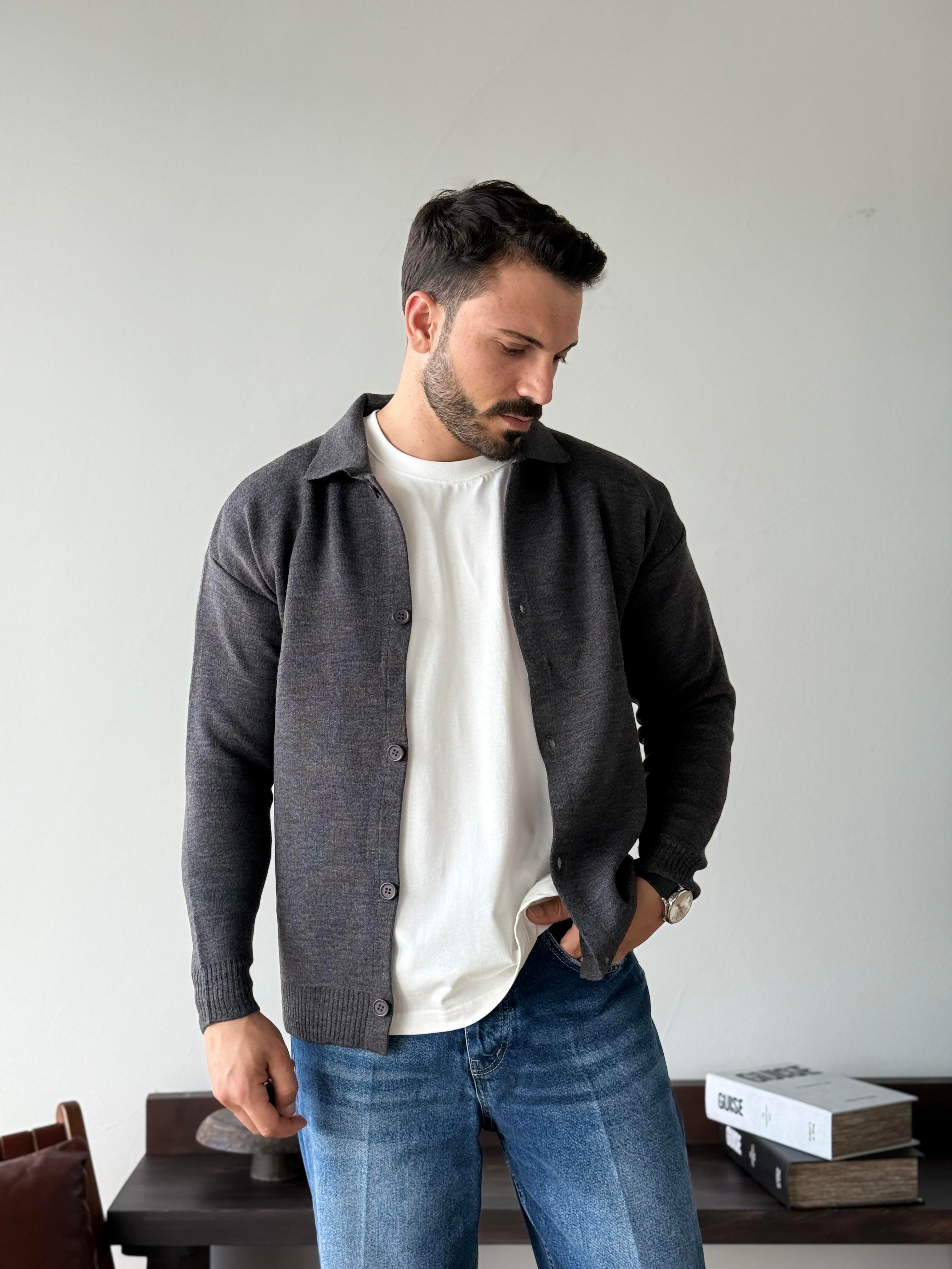 Olven Antrasit Triko Hırka