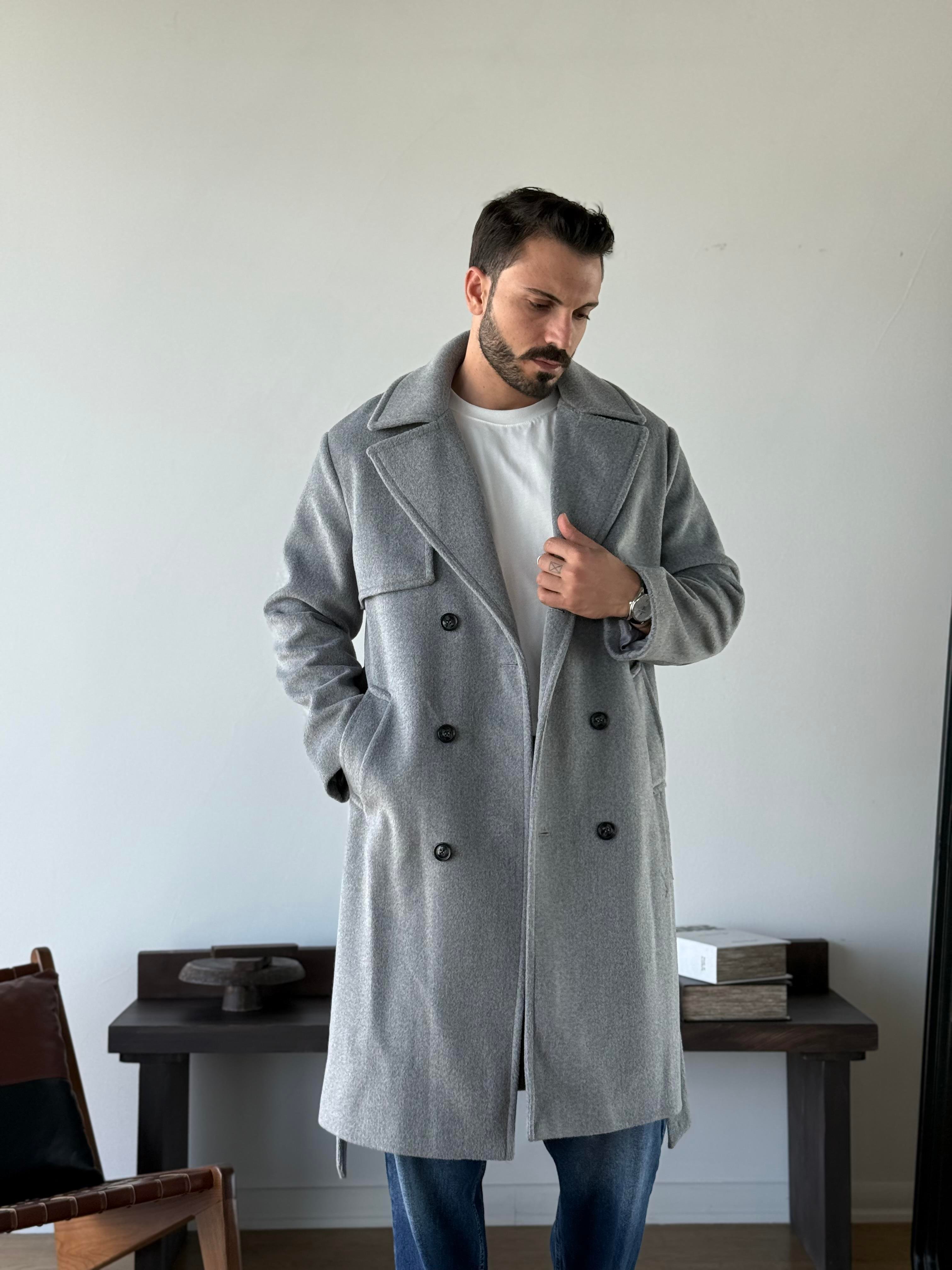 Oxford Kruvaze Gri Kaban