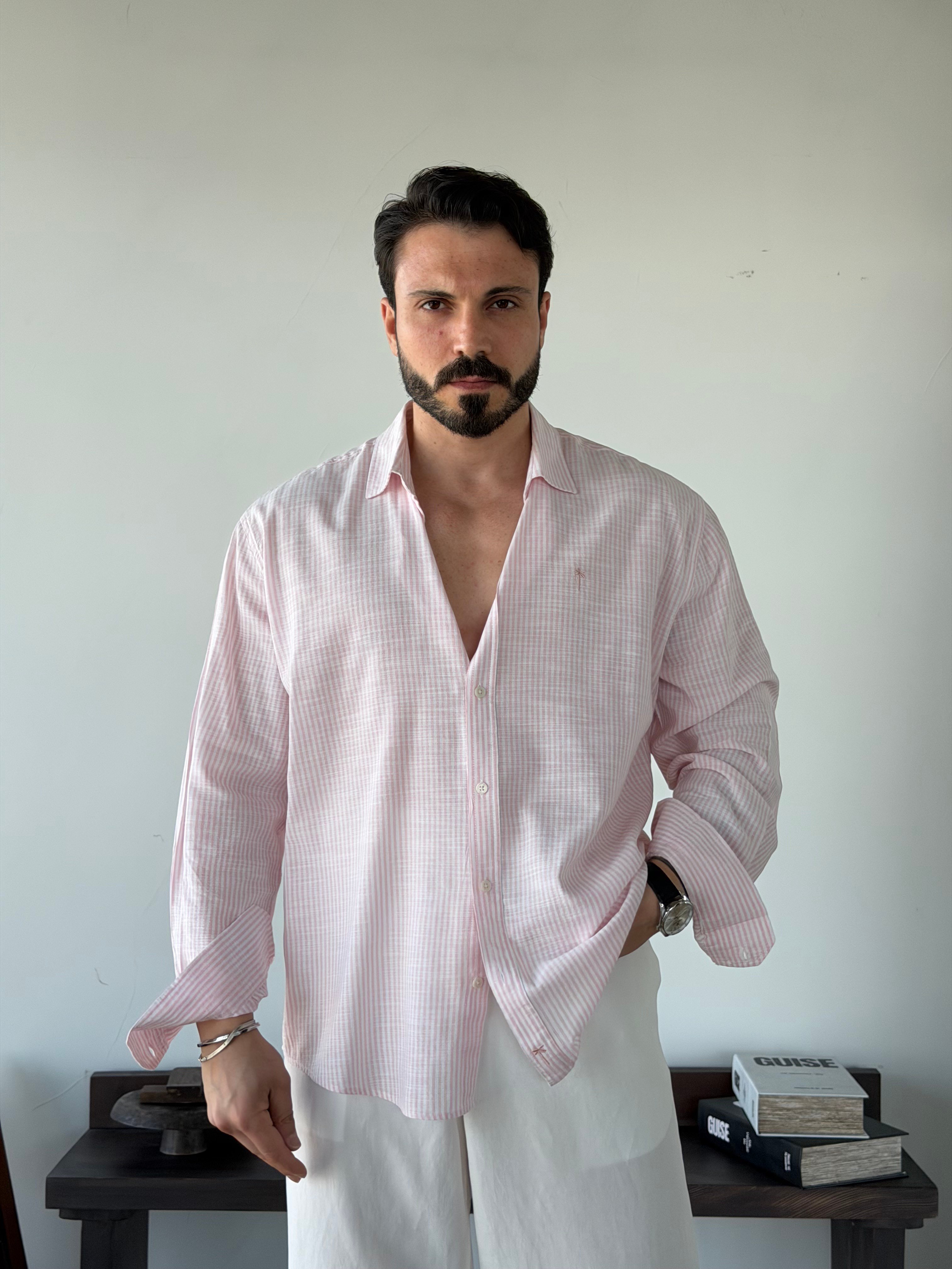 PureLine Pembe Çizgili Gömlek
