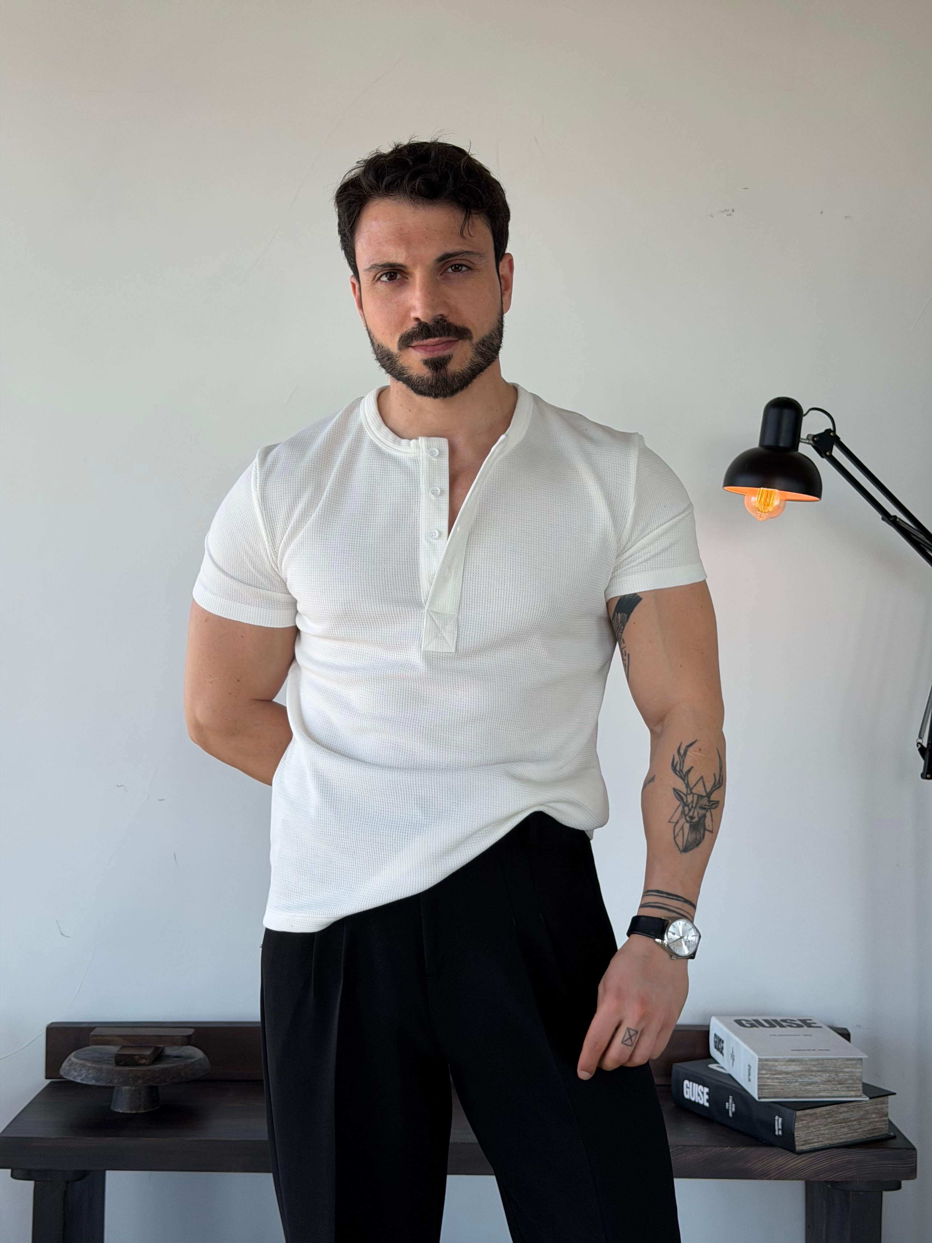 Waffle Beyaz Tişört