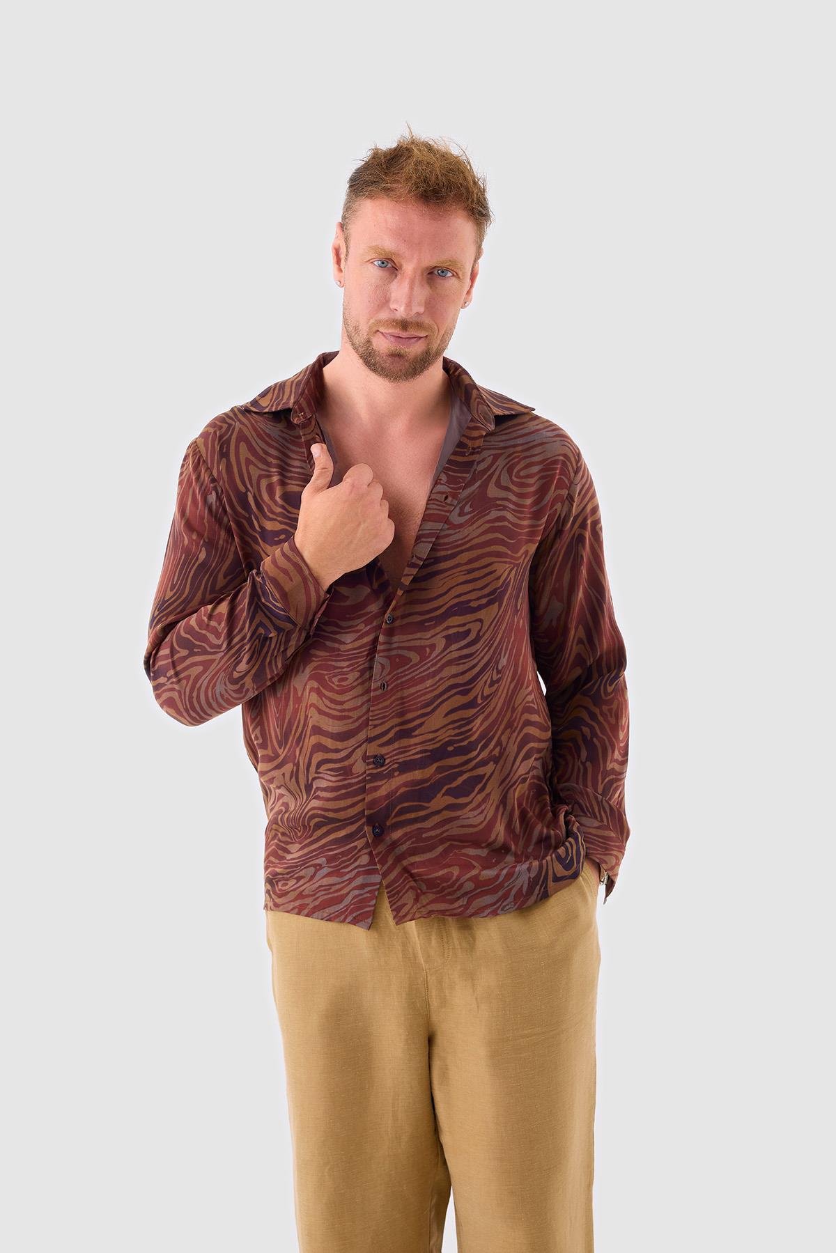 Brown Silk Shirt