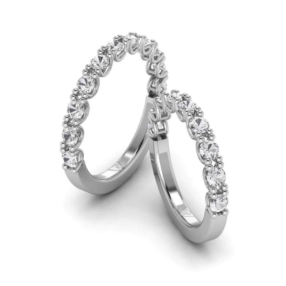 Alliances avec pierres Coeur Or Blanc Oxyde de Zirconium