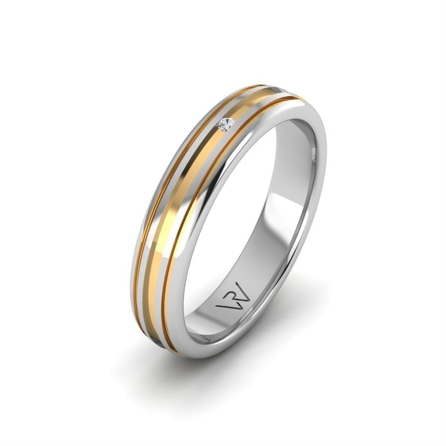 Alliances avec pierres femme Amazing Dimension Basic Or Blanc Et Jaune