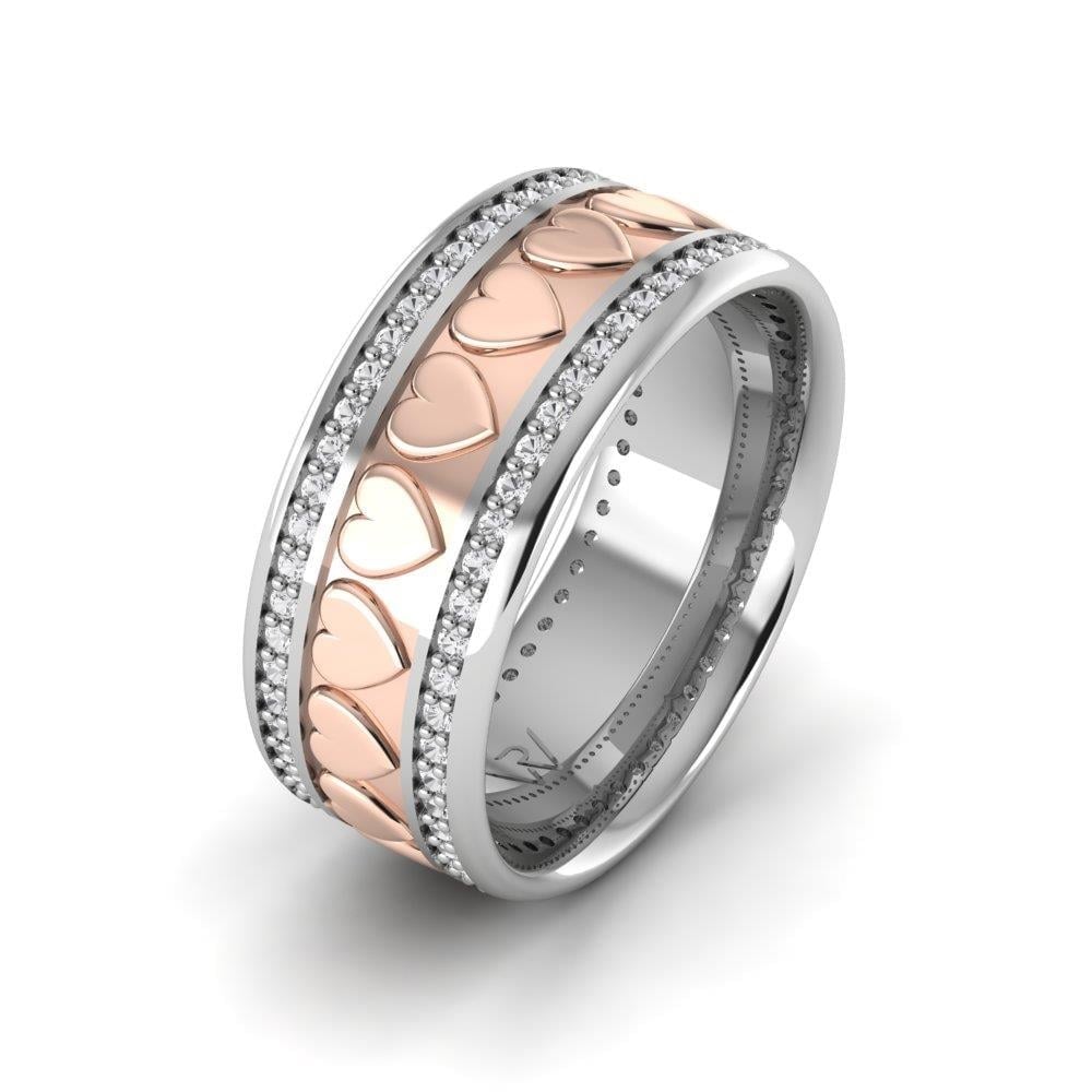 Alliances avec pierres femme Enlovant Or Blanc et Rose Oxyde de Zirconium