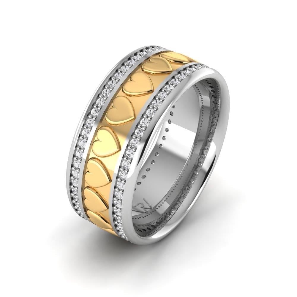 Alliances avec pierres femme Enlovant Or Blanc et Jaune Oxyde de Zirconium