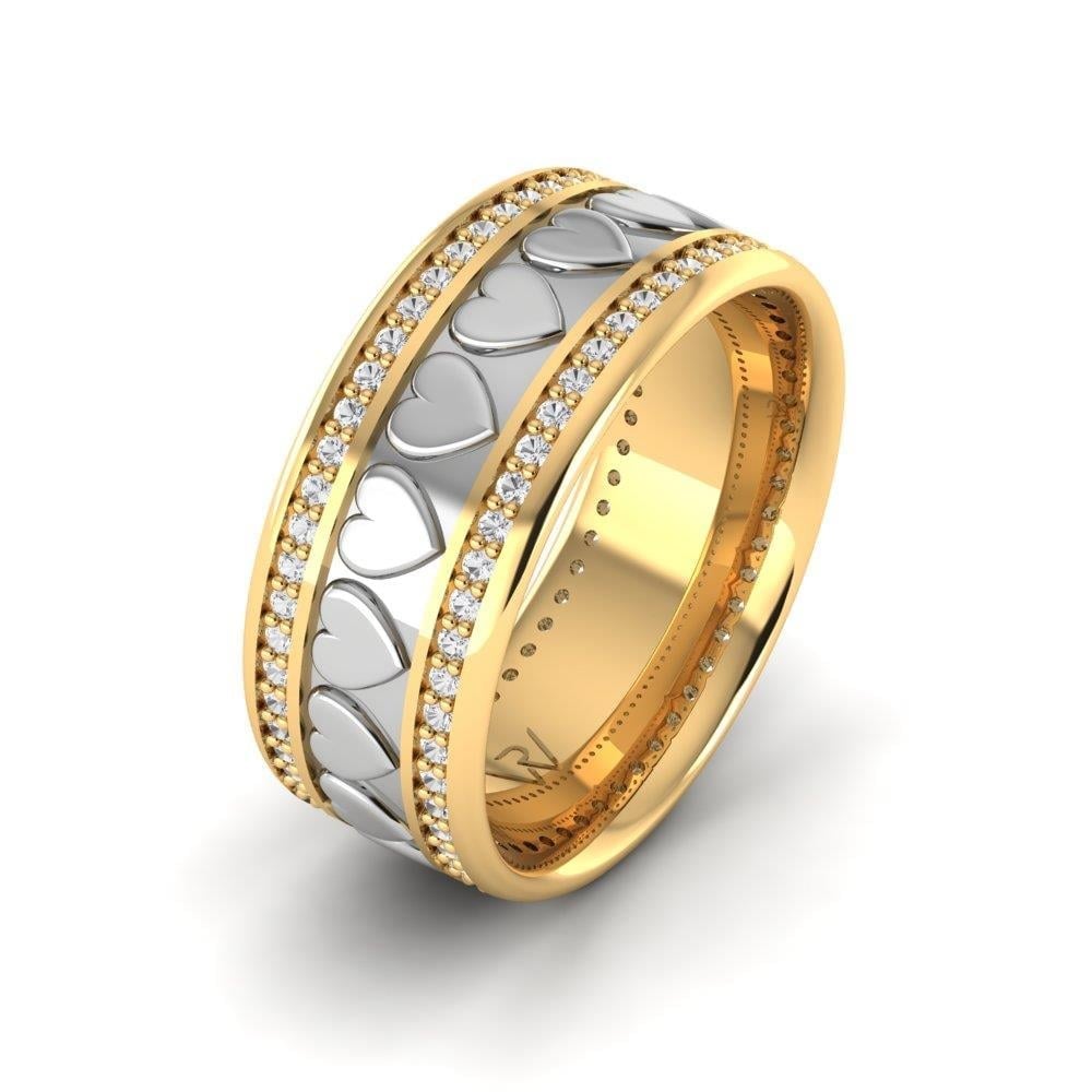 Alliances avec pierres femme Enlovant Or Jaune et Blanc Oxyde de Zirconium