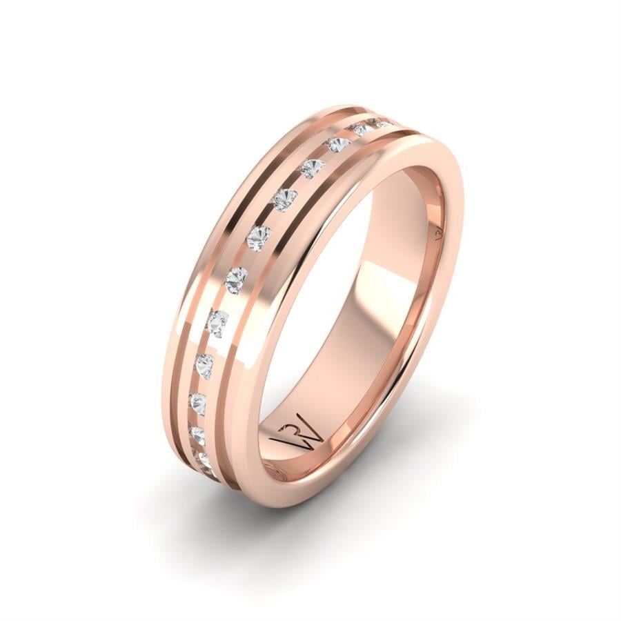 Alliances Avec Pierres Femme ÉQuilibre Or Rose