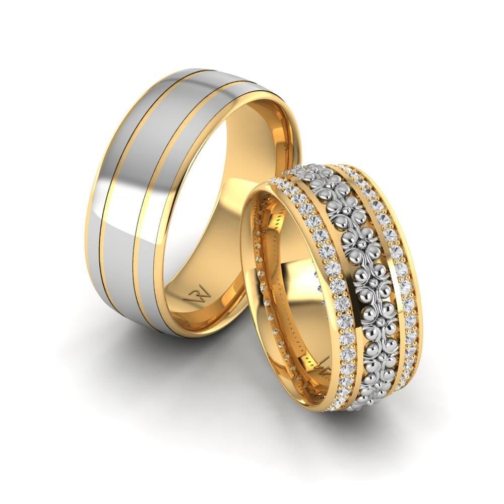 Alliances avec pierres RadiantPromise Or Jaune et Blanc Oxyde de Zirconium