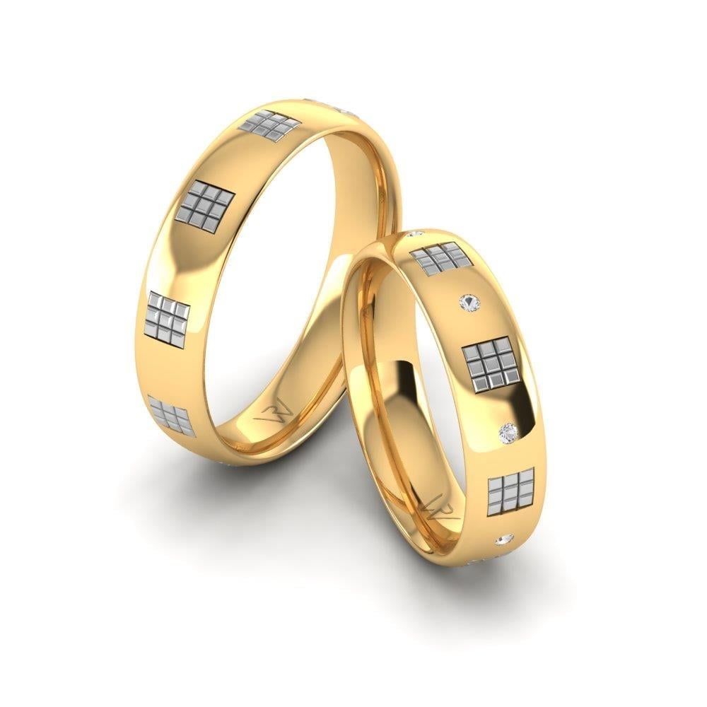 Alliances avec pierres Togethera Or Jaune et Blanc Oxyde de Zirconium