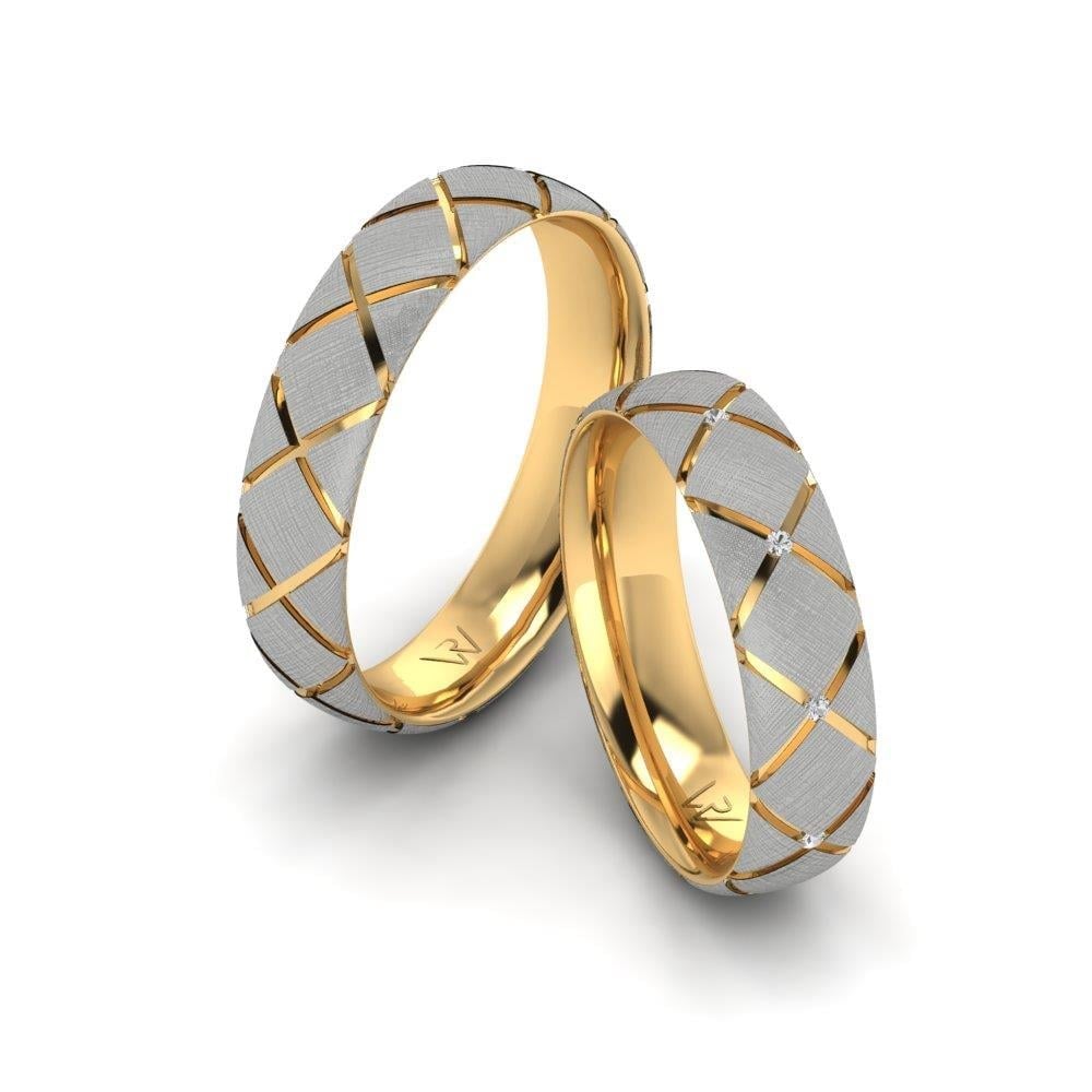 Alliances avec pierres Twinklefy Or Jaune et Blanc Oxyde de Zirconium