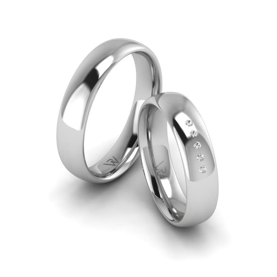 Alliances Couple en Platine PureHearts Oxyde de Zirconium