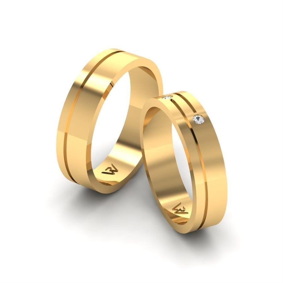 Alliances en Argent Plaqué Or jaune couple Tenderness