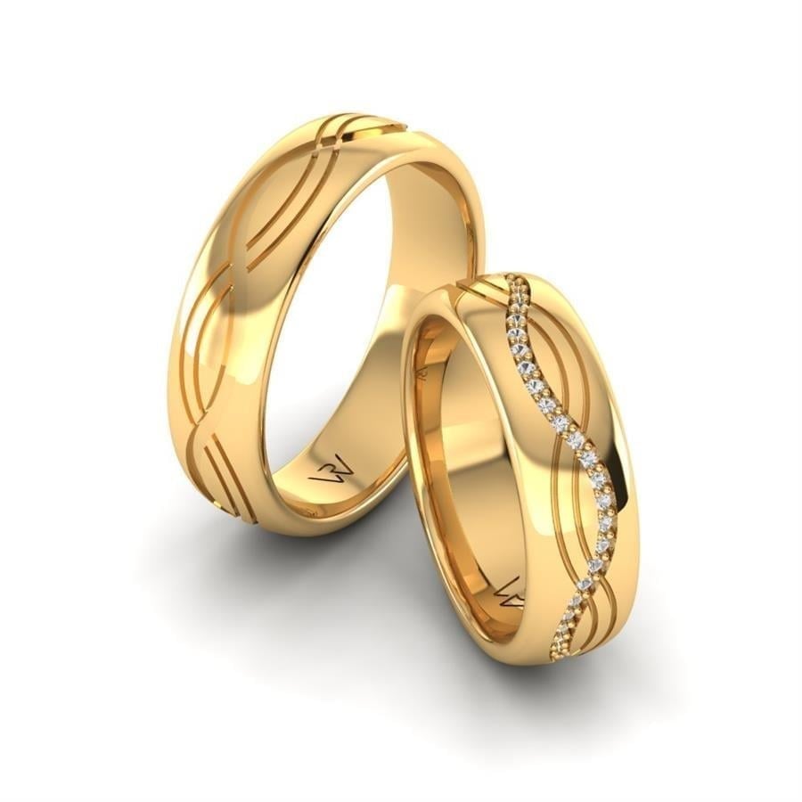 Alliances en Argent Plaqué Or jaune couple Niko