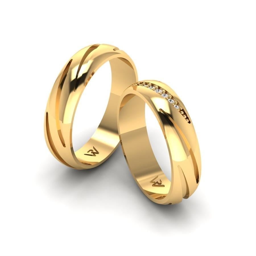 Alliances en Argent Plaqué Or jaune couple Harmonic