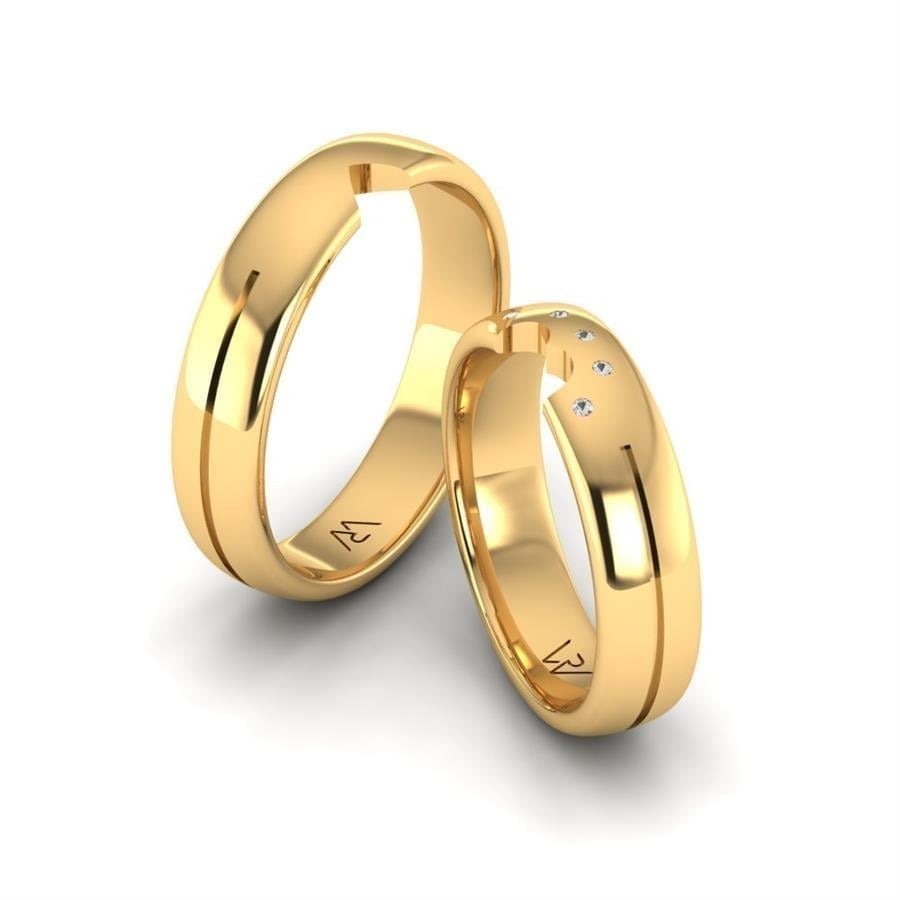 Alliances en Argent Plaqué Or jaune couple Romantic Image