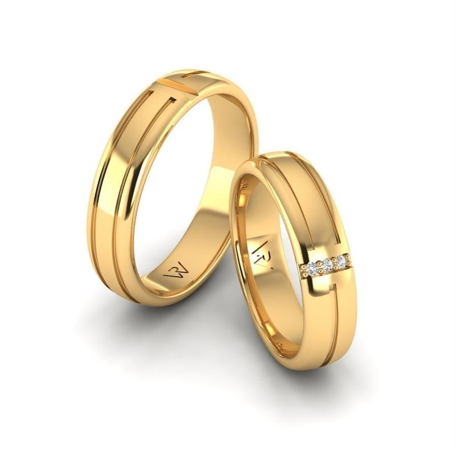 Alliances en Argent Plaqué Or jaune couple Mariée Graceful
