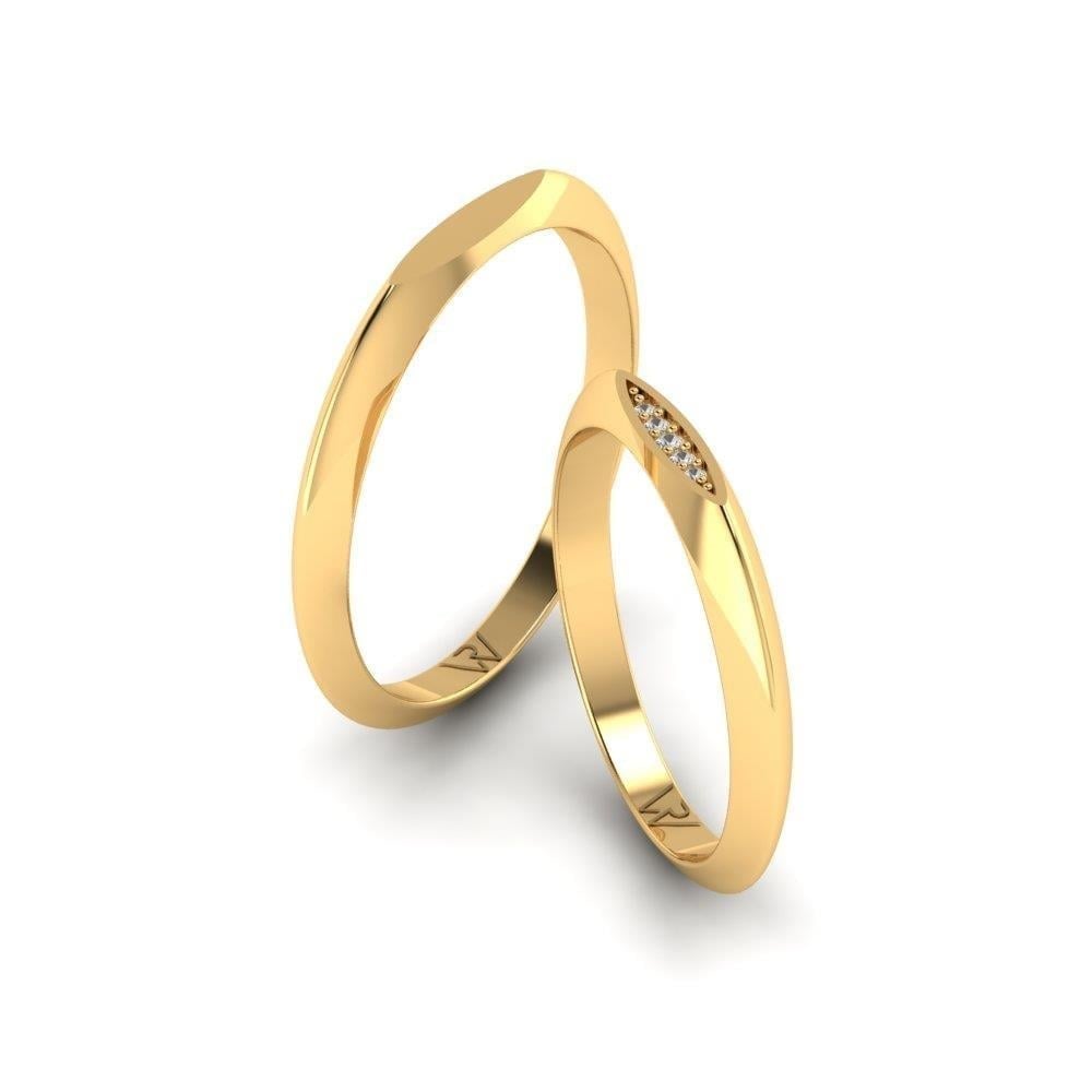 Alliances en Argent Plaqué Or jaune couple Lovepetal Oxyde de Zirconium