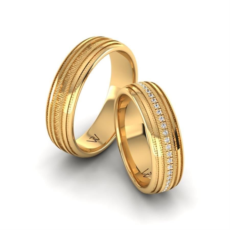 Alliances en Argent Plaqué Or jaune couple Amoureuse