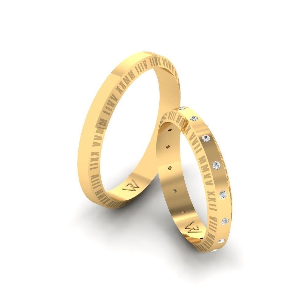 Alliances en Argent Plaqué Or jaune couple Whisperingbloom Oxyde de Zirconium