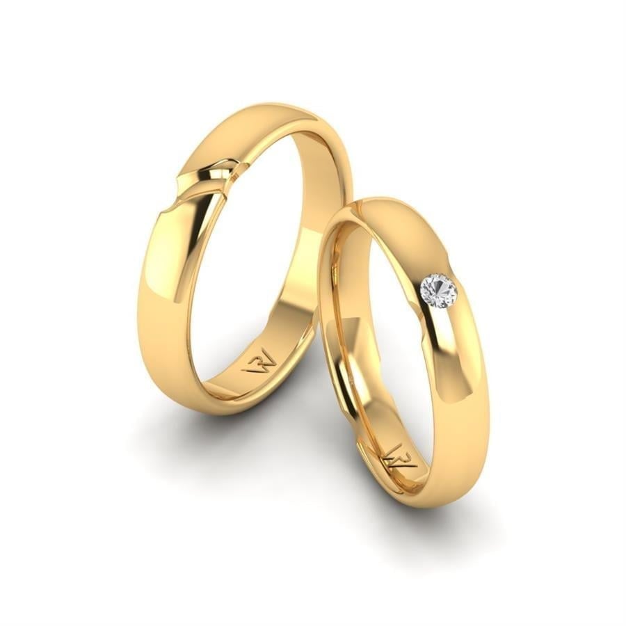 Alliances en Argent Plaqué Or jaune couple RoséA