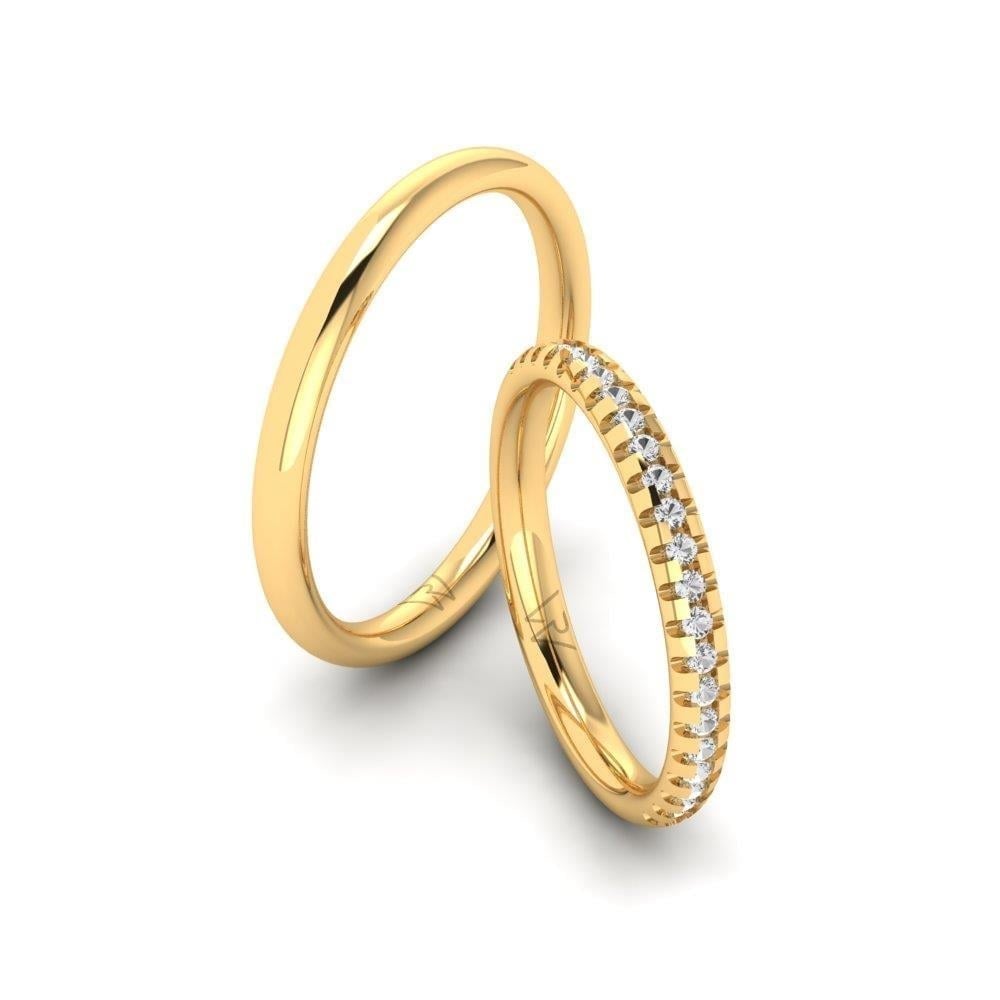 Alliances en Argent Plaqué Or jaune couple Serenityrose Oxyde de Zirconium