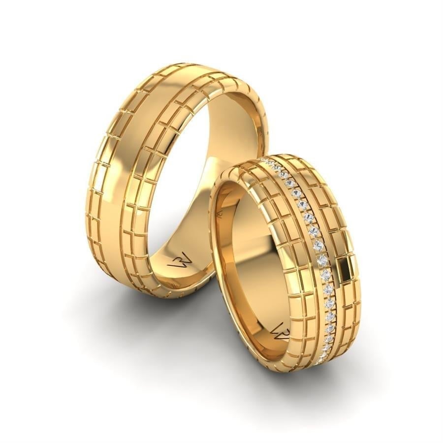 Alliances en Argent Plaqué Or jaune couple Bague Springe