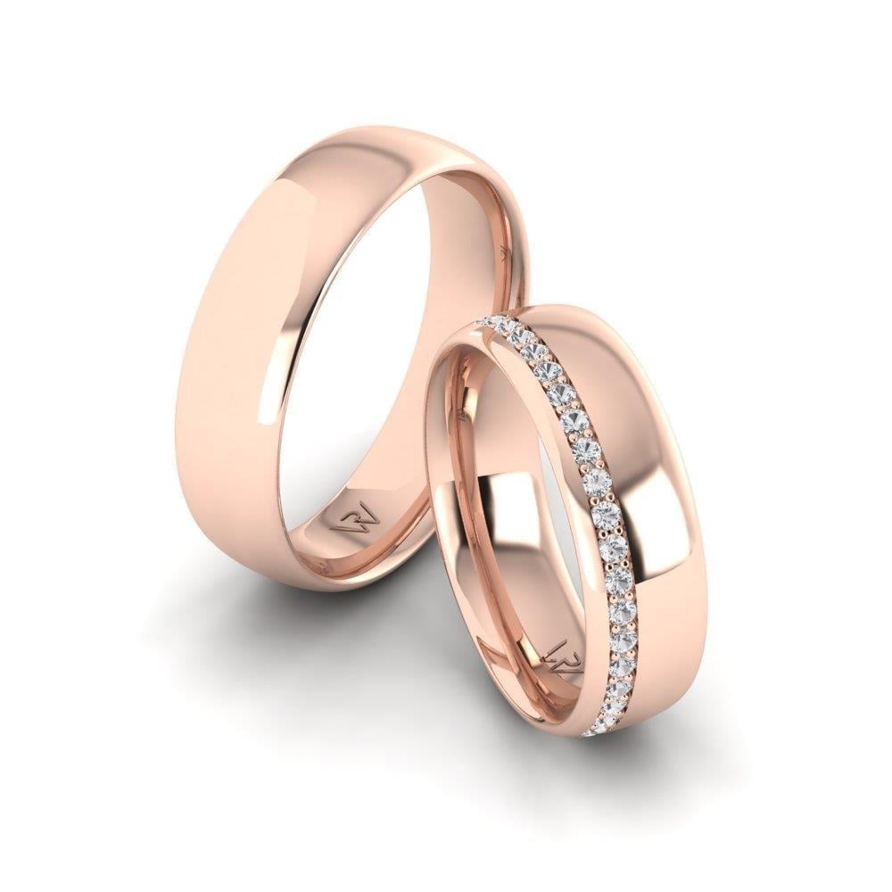 Alliances en Argent Plaqué Or Rose couple Unityband Oxyde de Zirconium