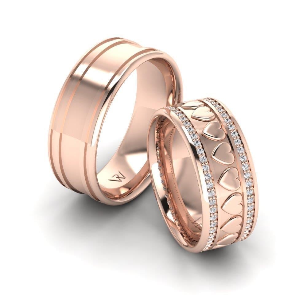 Alliances en Argent Plaqué Or Rose couple Enlovant Oxyde de Zirconium