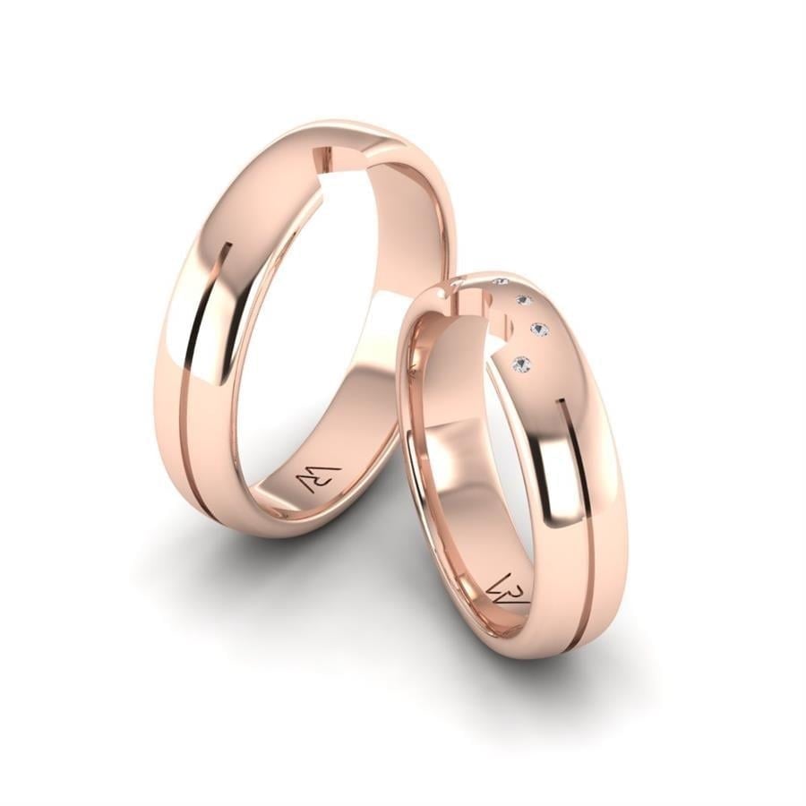 Alliances en Argent Plaqué Or Rose couple Romantic Image