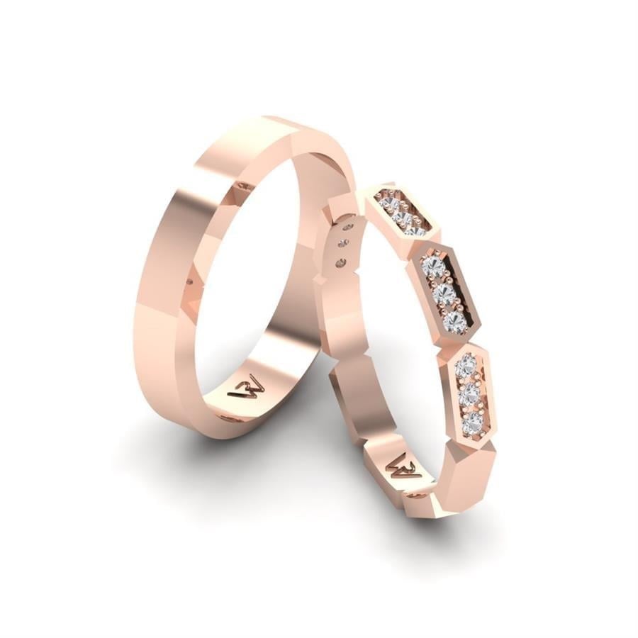 Alliances en Argent Plaqué Or Rose couple Douceurine