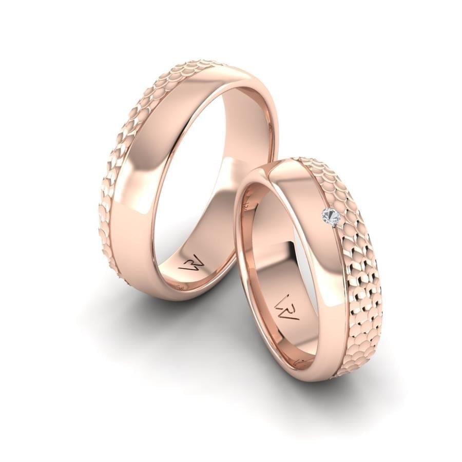 Alliances en Argent Plaqué Or Rose couple Charming Cloud