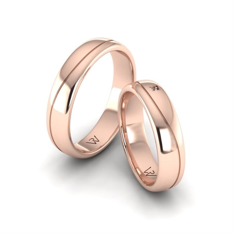 Alliances en Argent Plaqué Or Rose couple Charming Silk